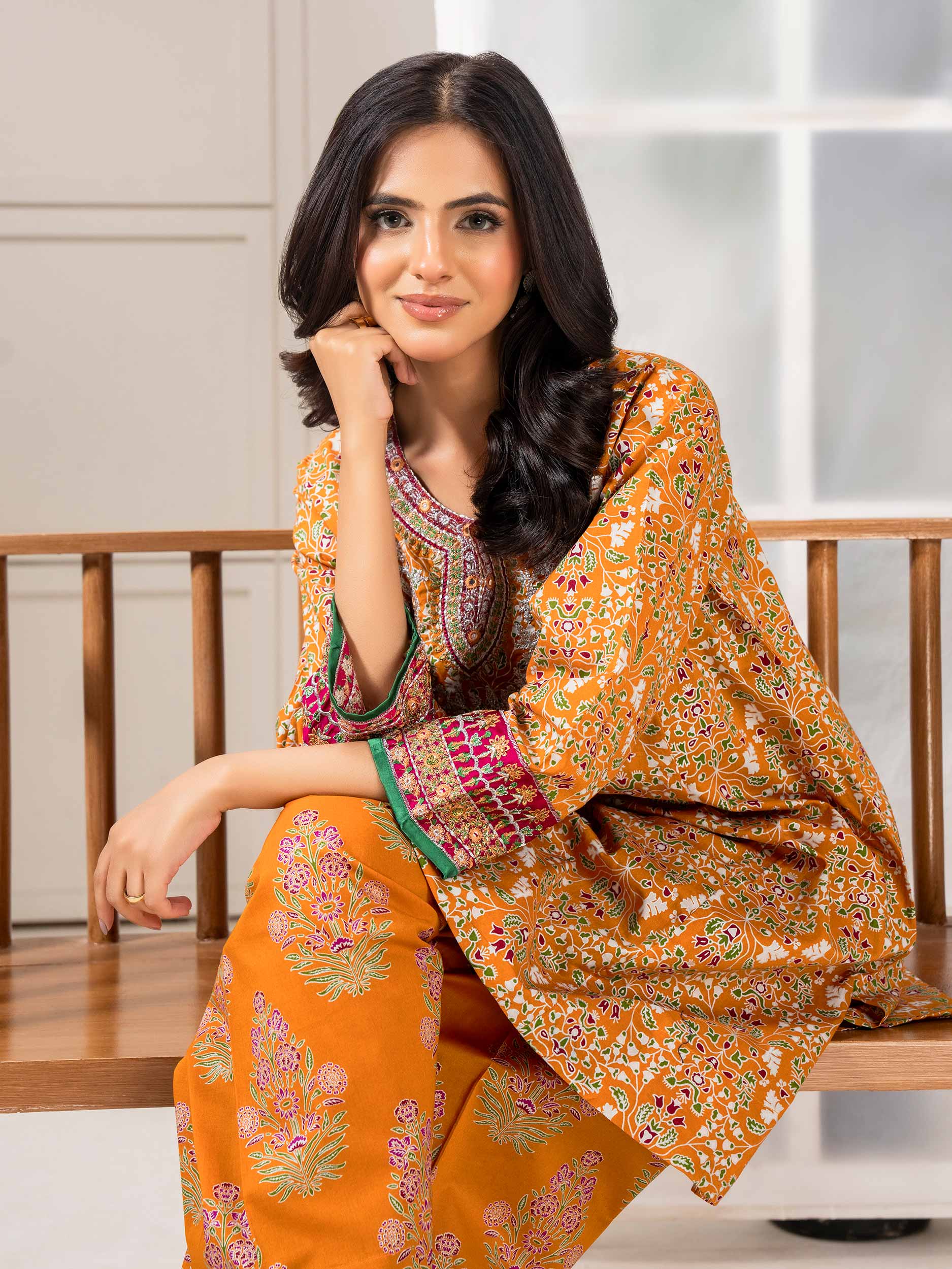 limelight orange dress LimeLight Summer Unstitched Printed Lawn 1 Piece Shirt U2783 Orange