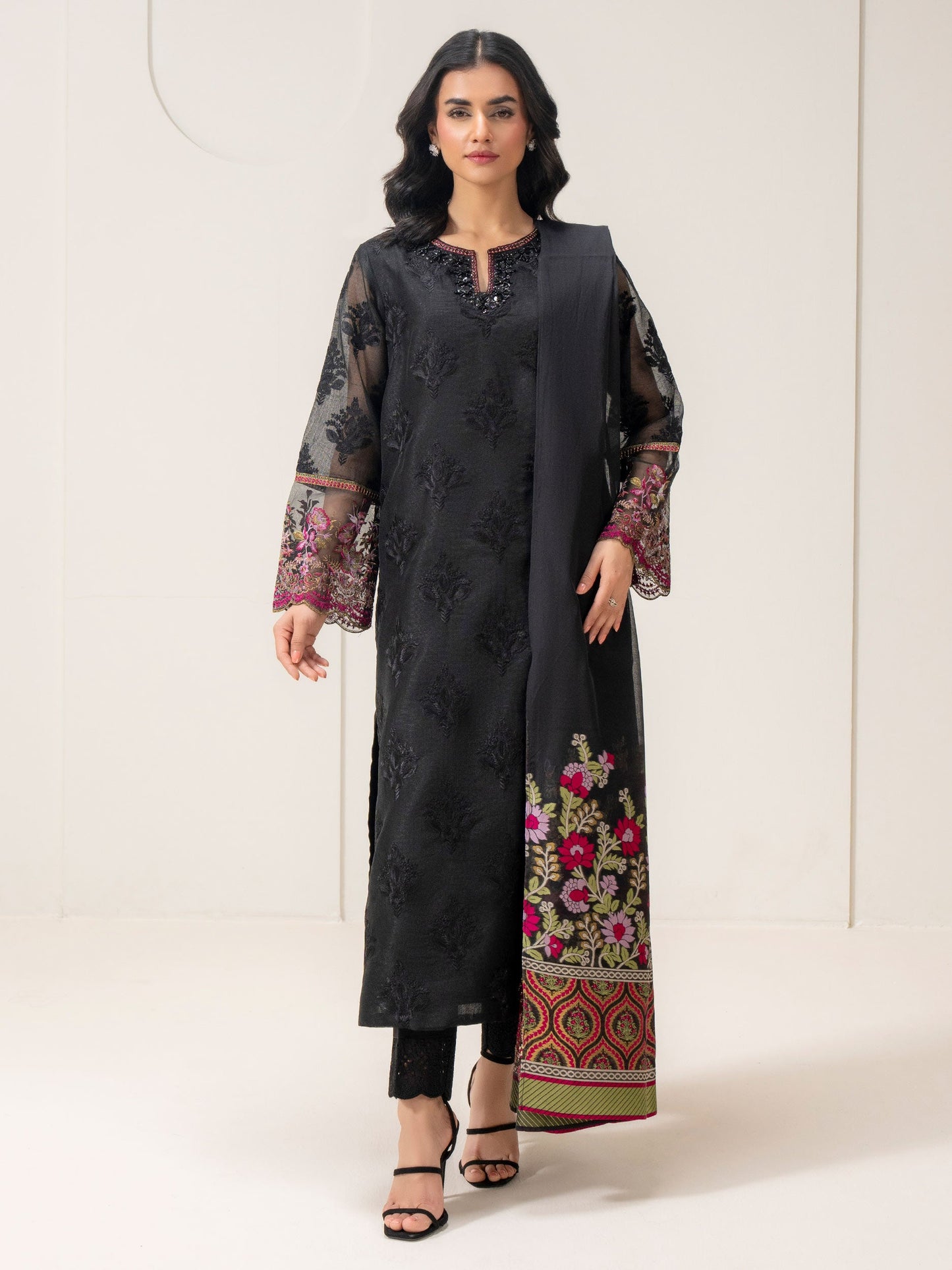 3 Piece Net Suit-Embroidered (Pret)