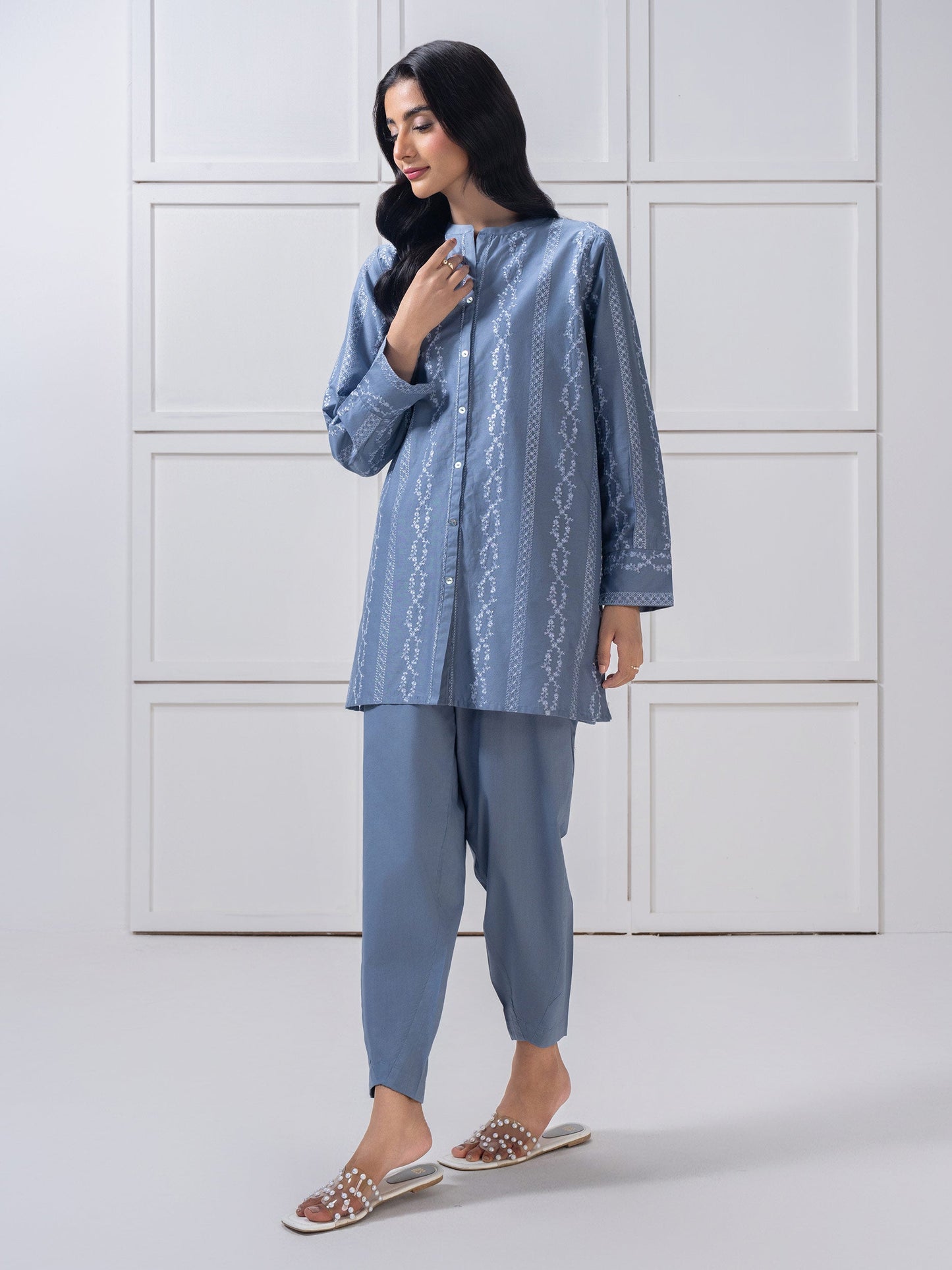 Cambric Co-Ord-Embroidered (Pret)
