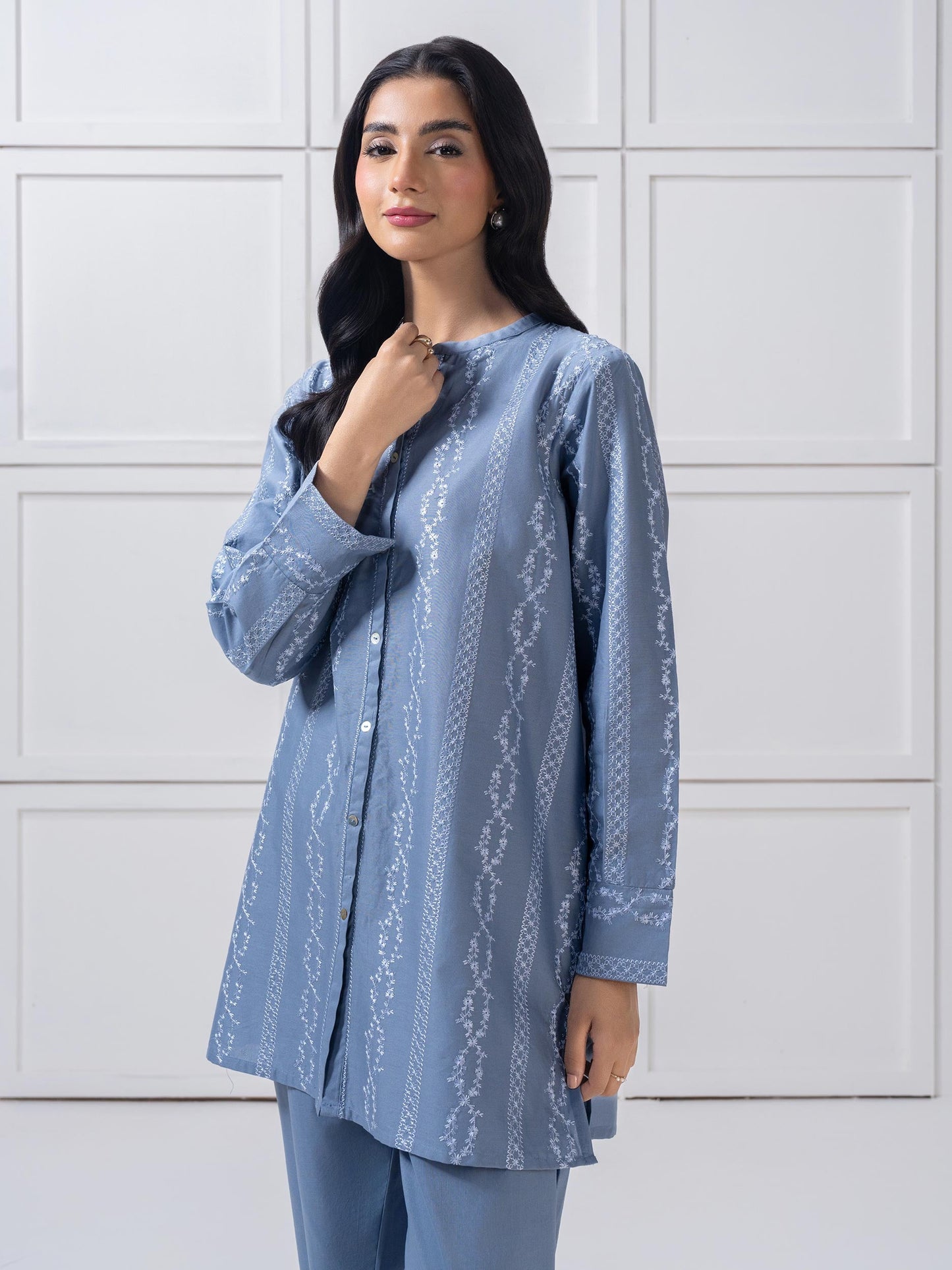 Cambric Co-Ord-Embroidered (Pret)