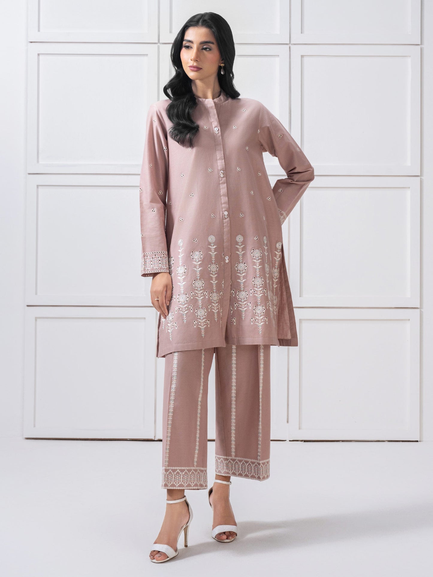 Cambric Co-Ord Set-Embroidered (Pret)