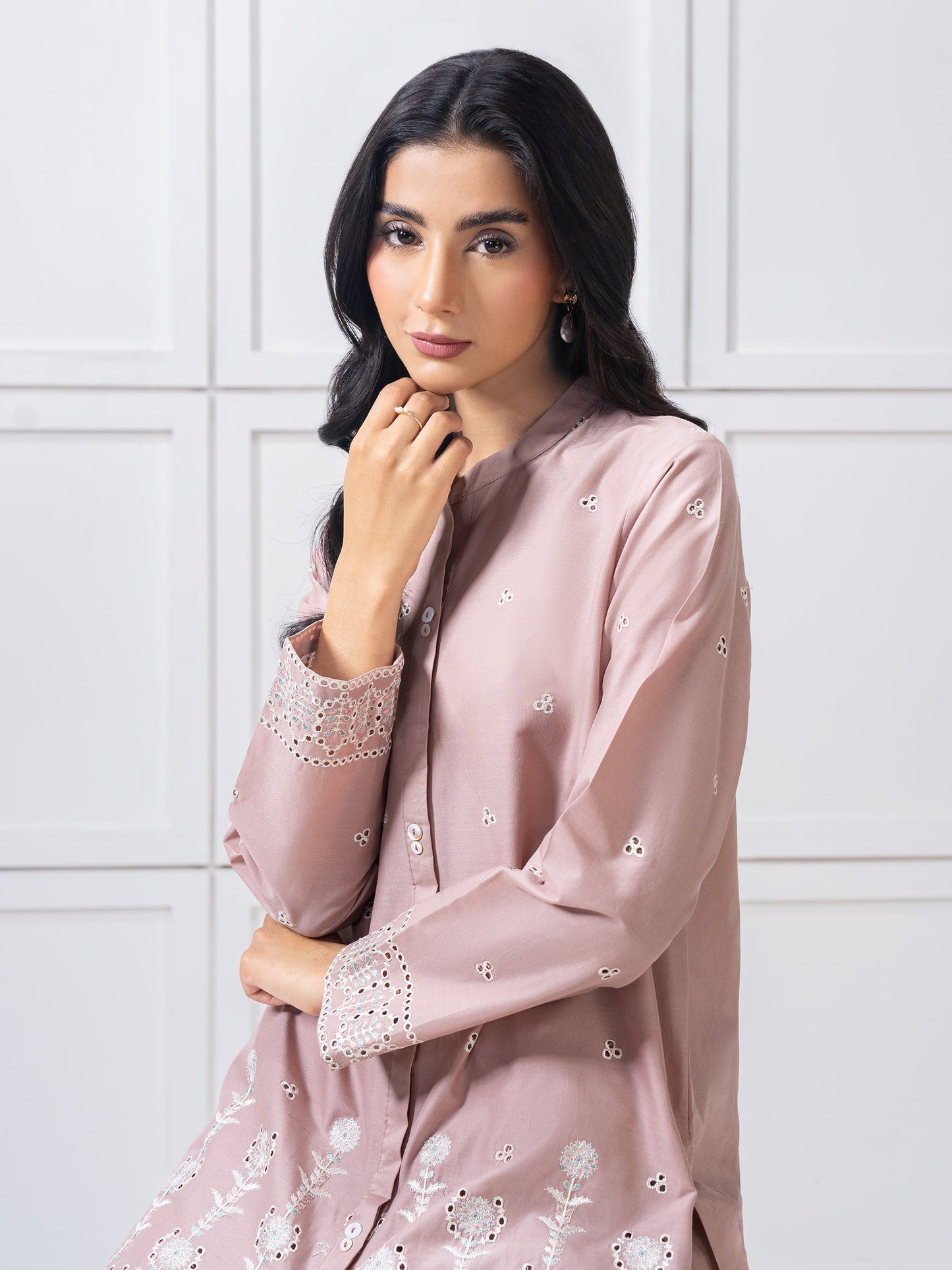 Cambric Co-Ord Set-Embroidered (Pret)