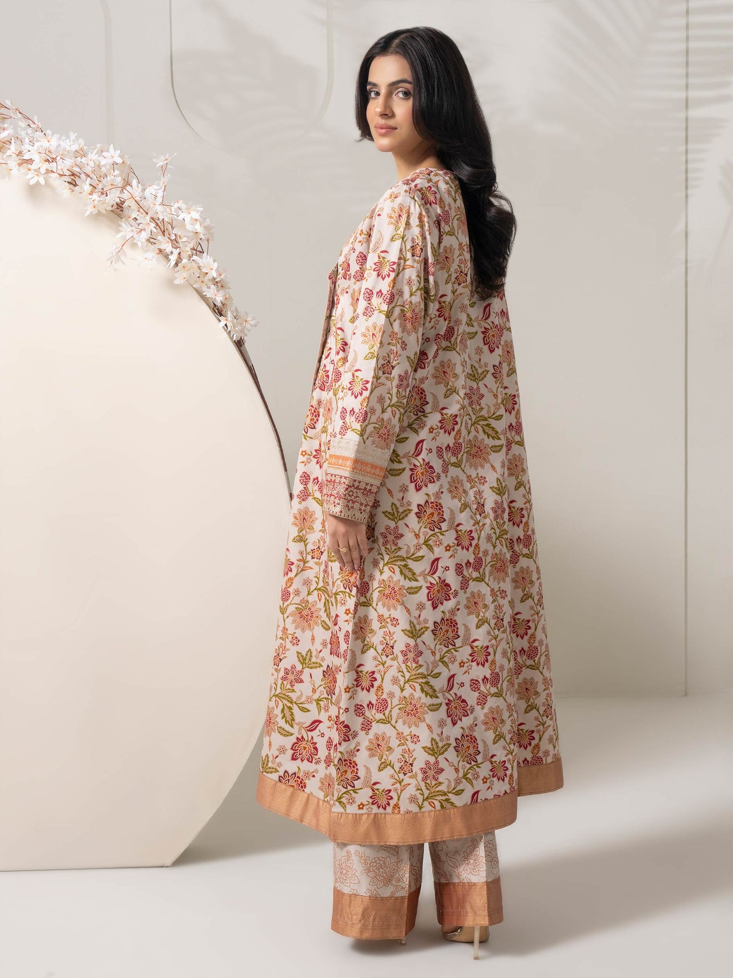 2 Piece Satin Suit-Embroidered (Pret)