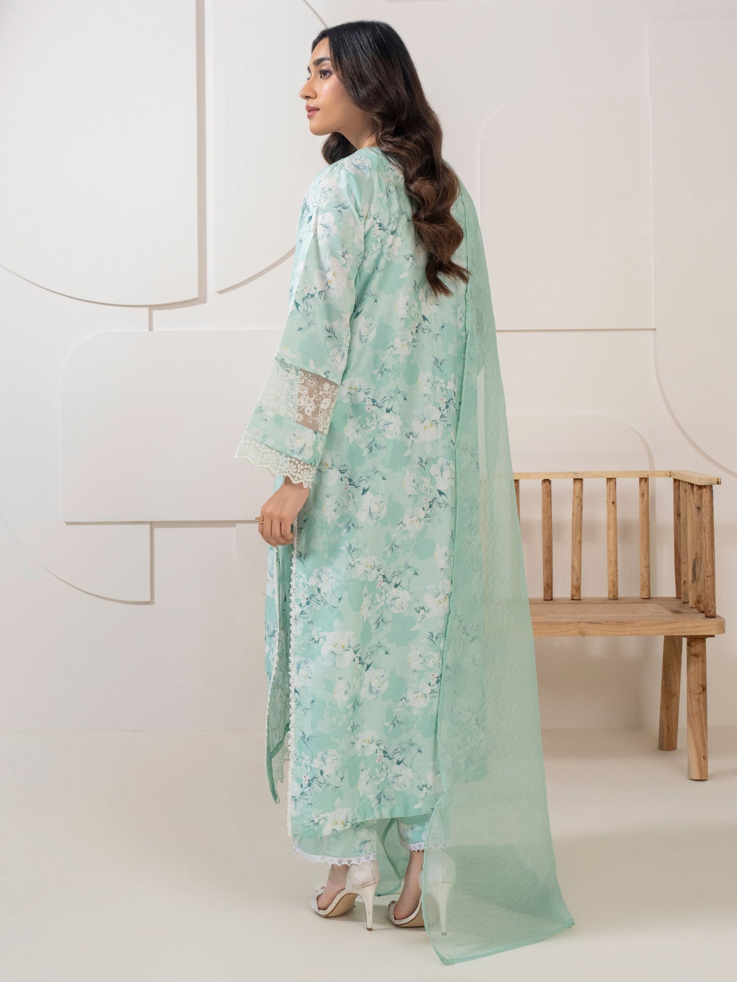 3 Piece Satin Suit-Embroidered (Pret)