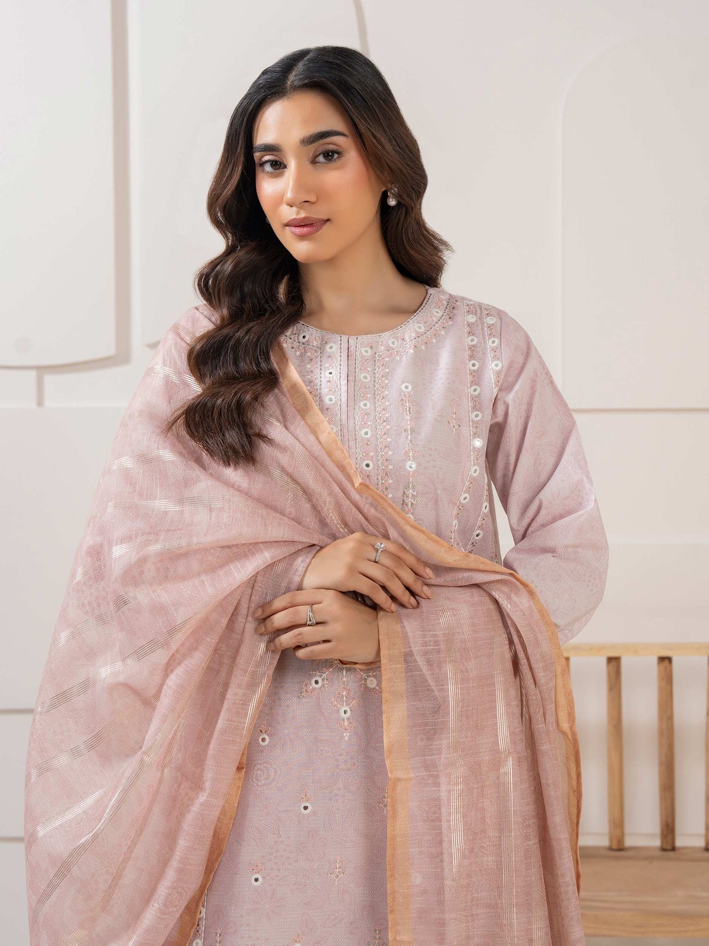 3 Piece Cambric Suit-Embroidered (Pret)