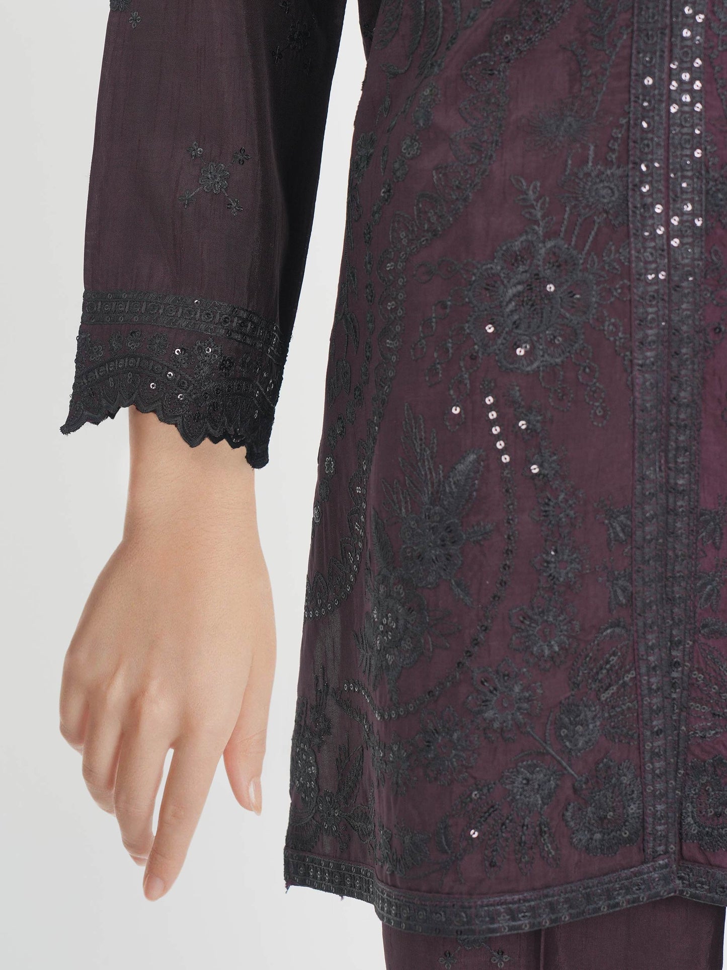 2 Piece Raw Silk Suit- Embroidered (Pret)