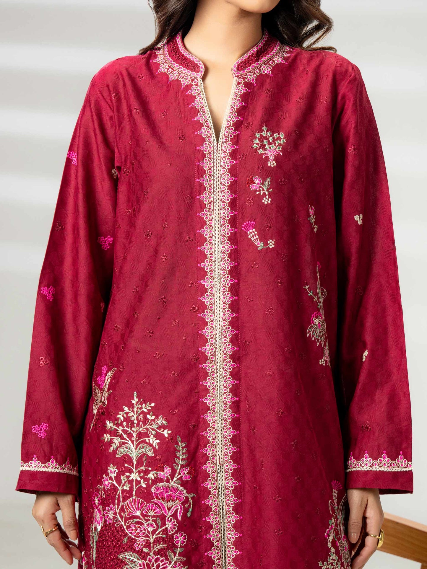 2 Piece Jacquard Suit-Embroidered (Pret)
