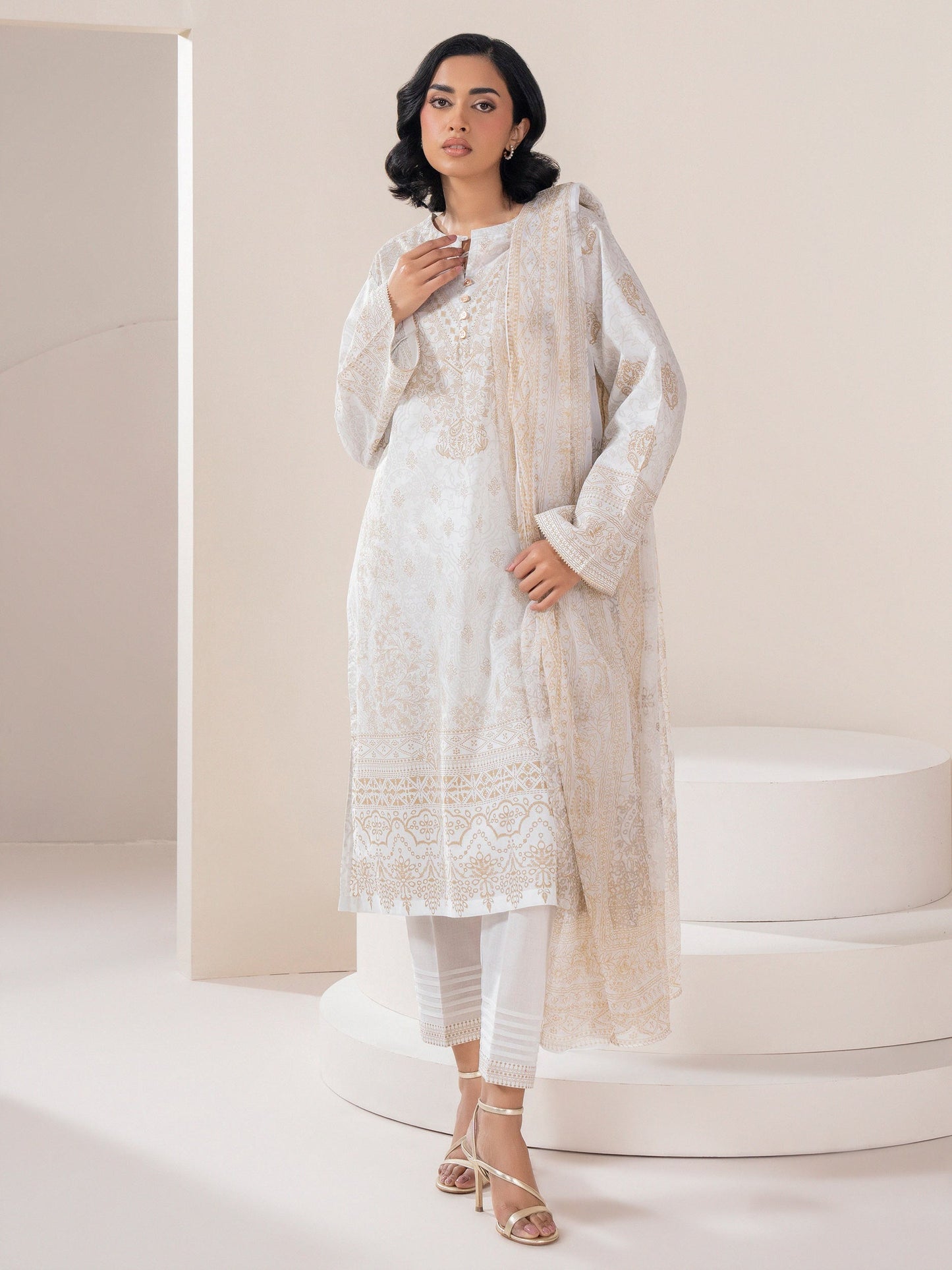 3 Piece Lawn Suit-Paste-Print (Pret)