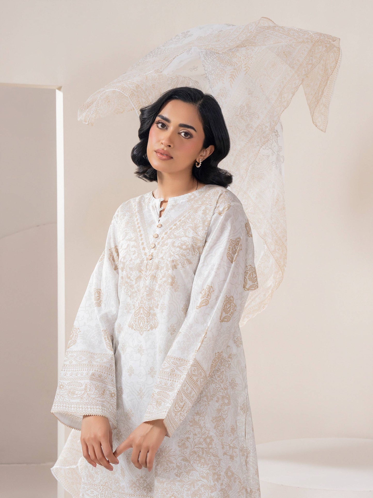 3 Piece Lawn Suit-Paste-Print (Pret)