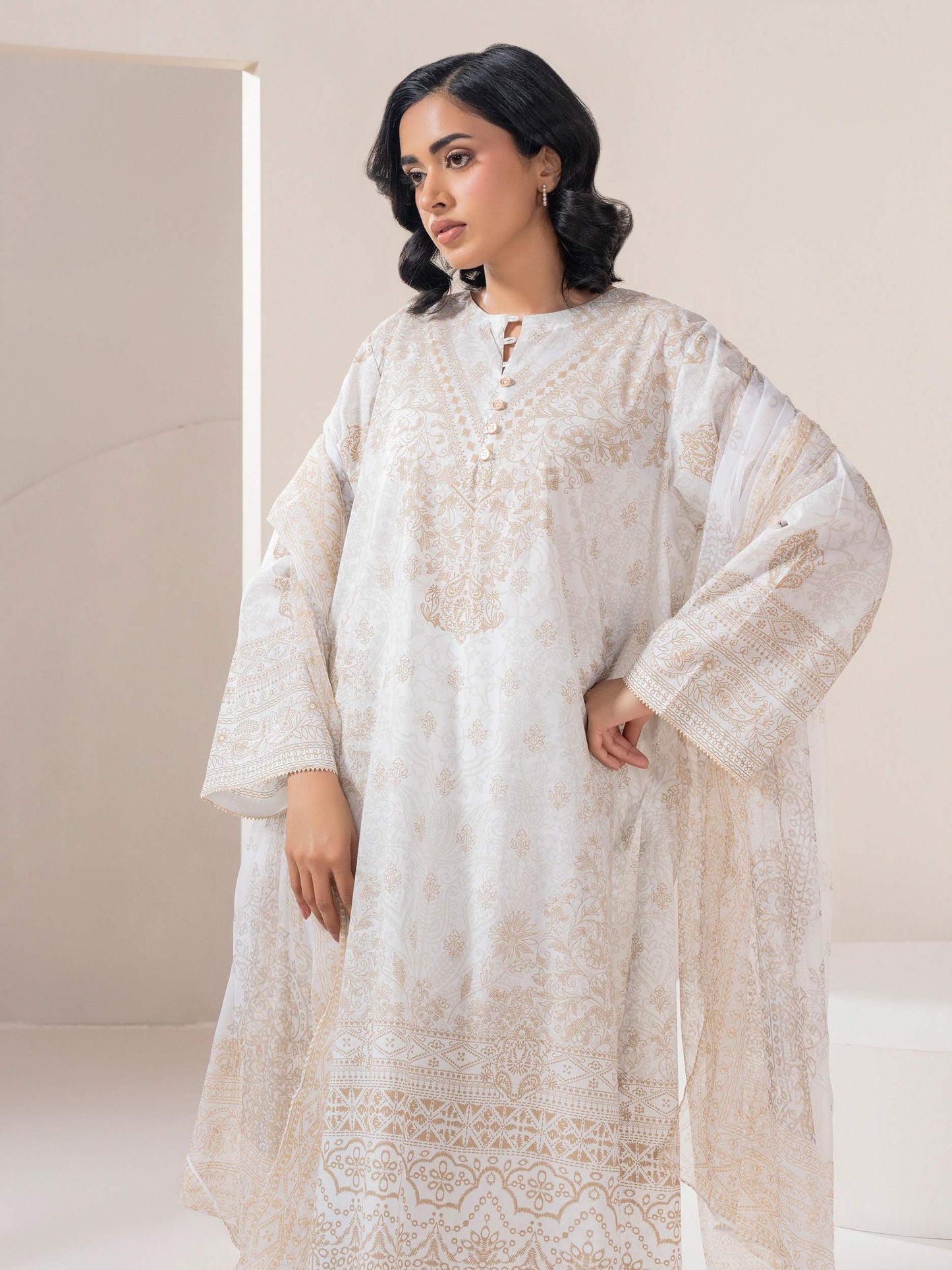 3 Piece Lawn Suit-Paste-Print (Pret)