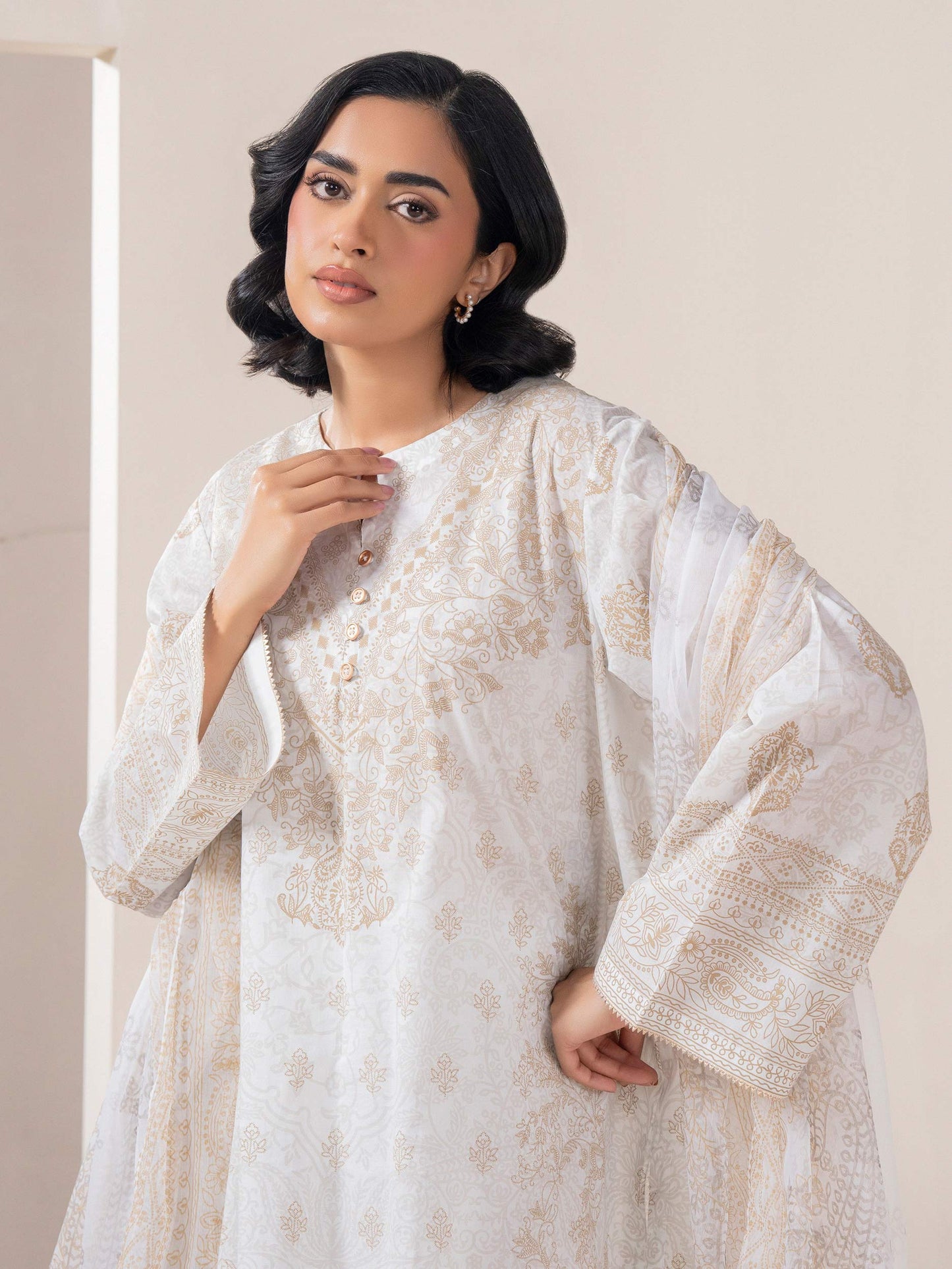 3 Piece Lawn Suit-Paste-Print (Pret)