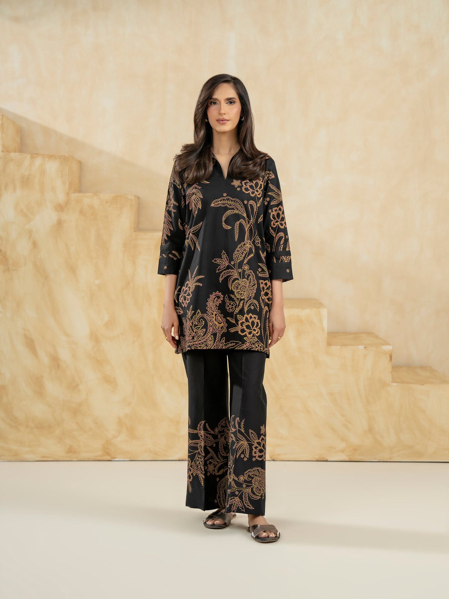 Lawn Co-ord Set-Paste Print (Pret)