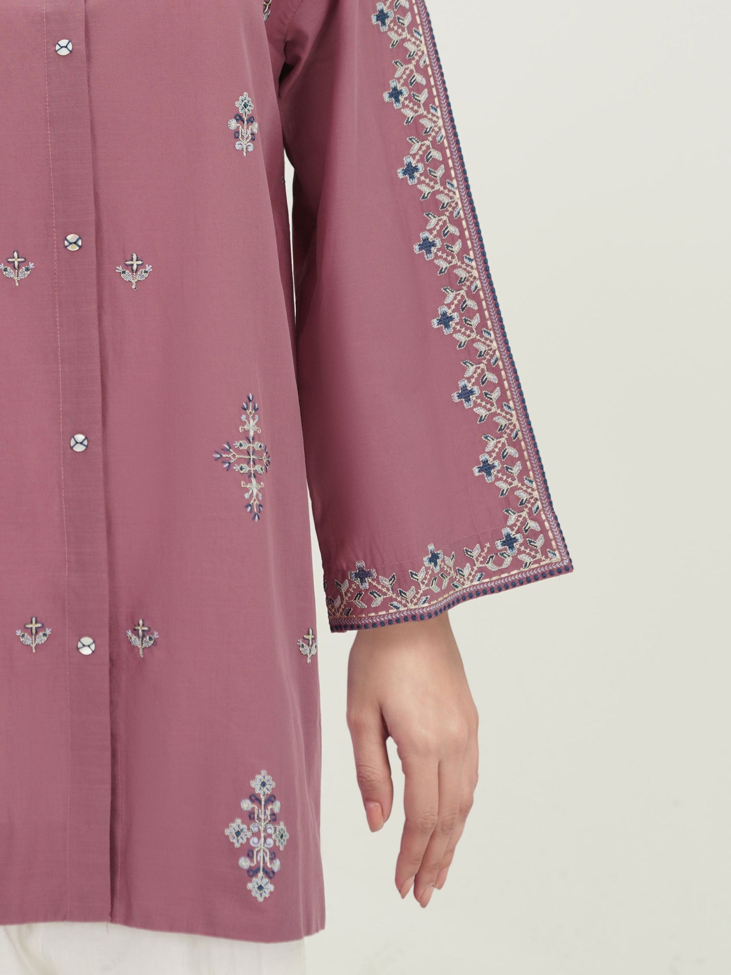 Cambric Slub Kurti- Embroidered