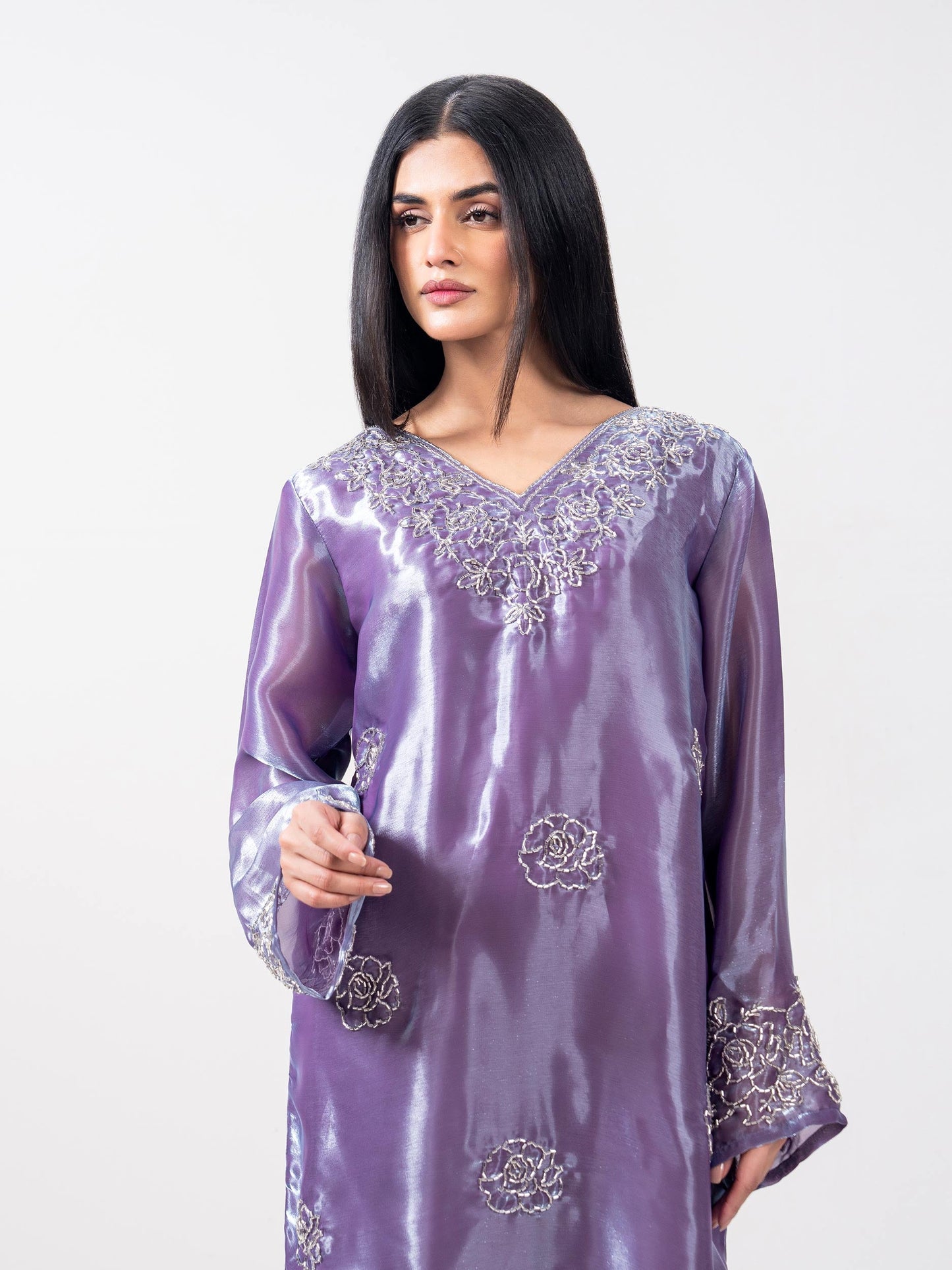 Silk Shirt- Embellished (Pret)