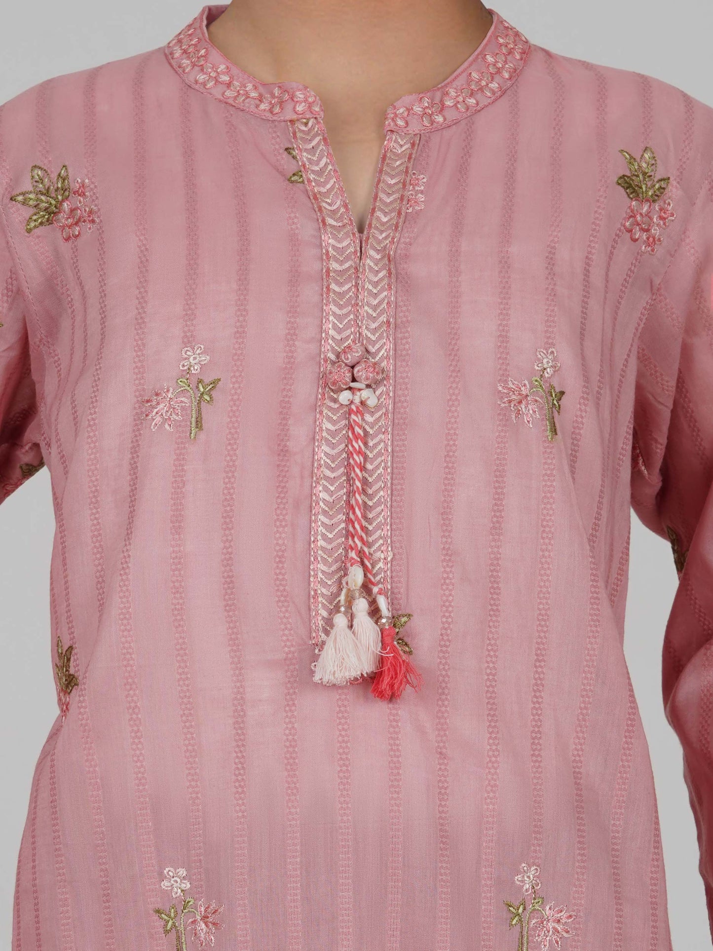 2 Piece Self Jacquard Suit- Embroidered (Pret)