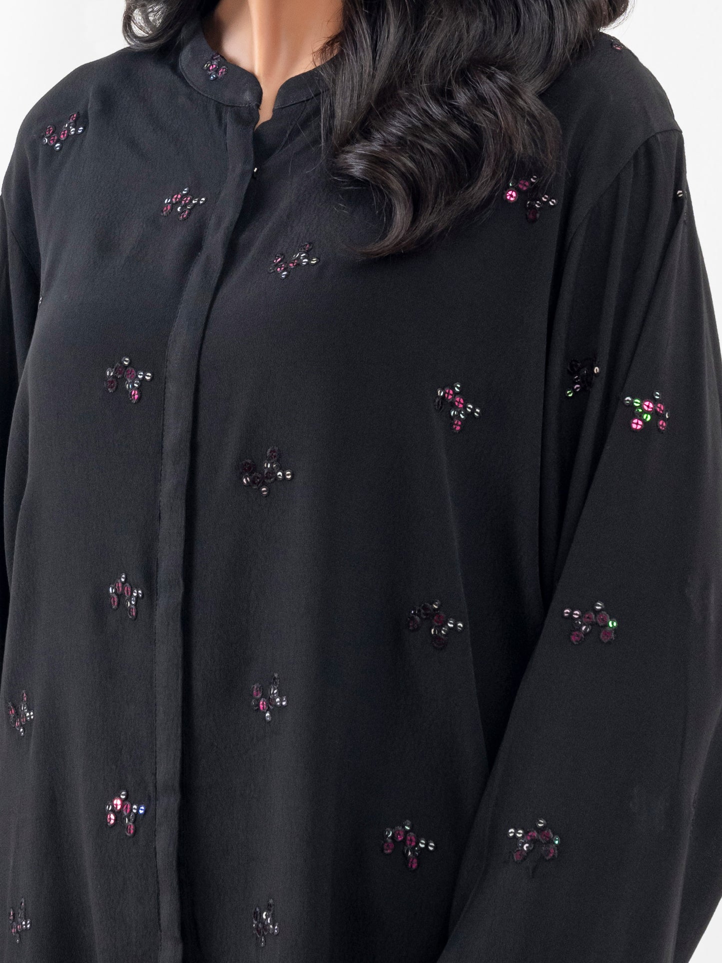 Embroidered Crepe Top
