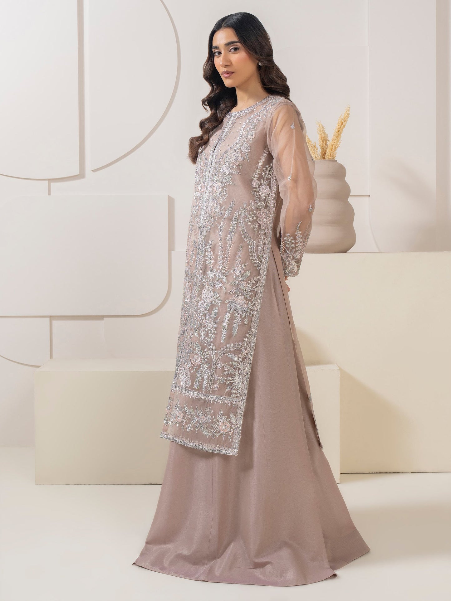 2 Piece Organza Suit-Embroidered (Pret)