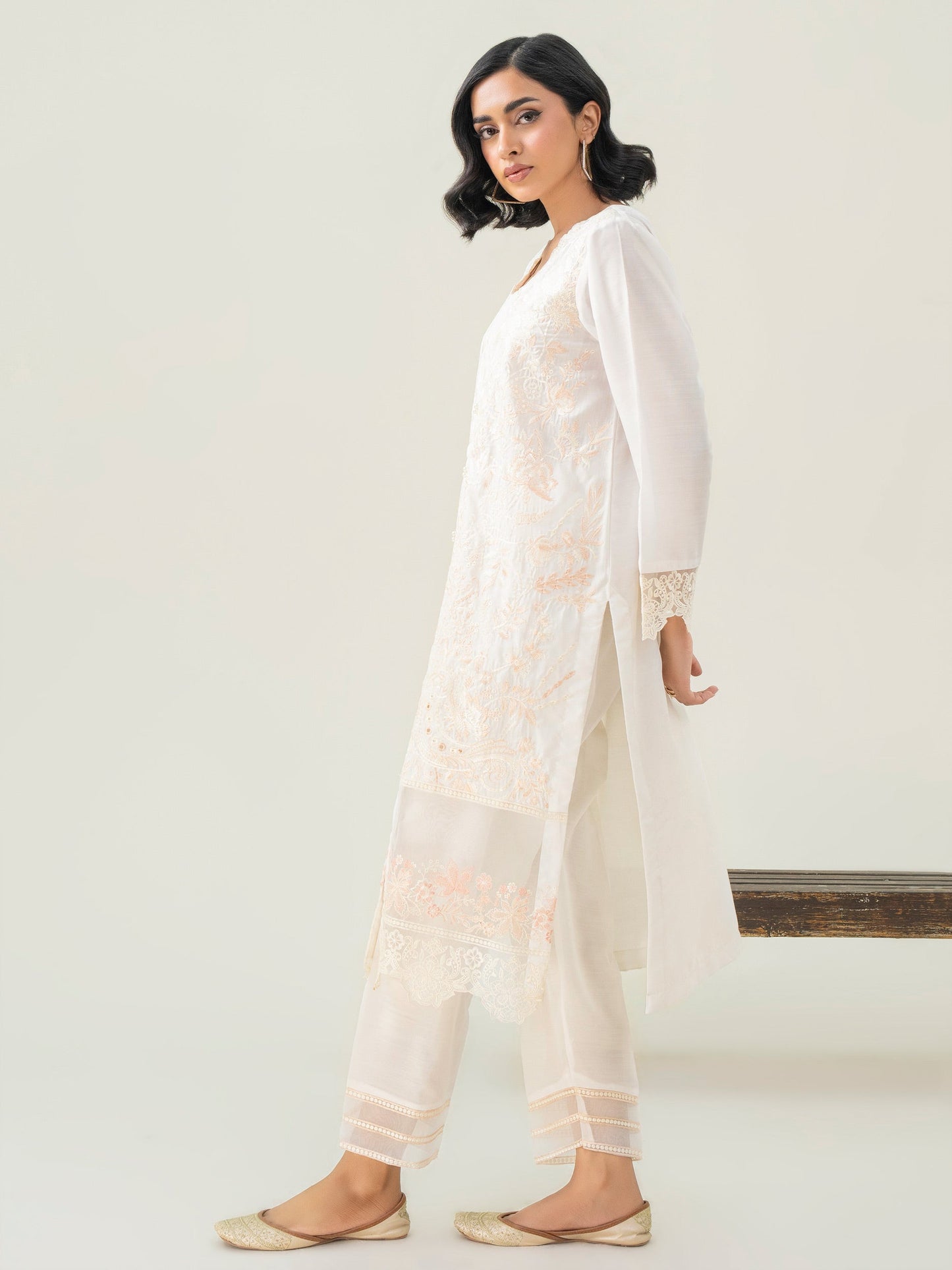 2 Piece Raw Silk Suit-Embroidered (Pret)