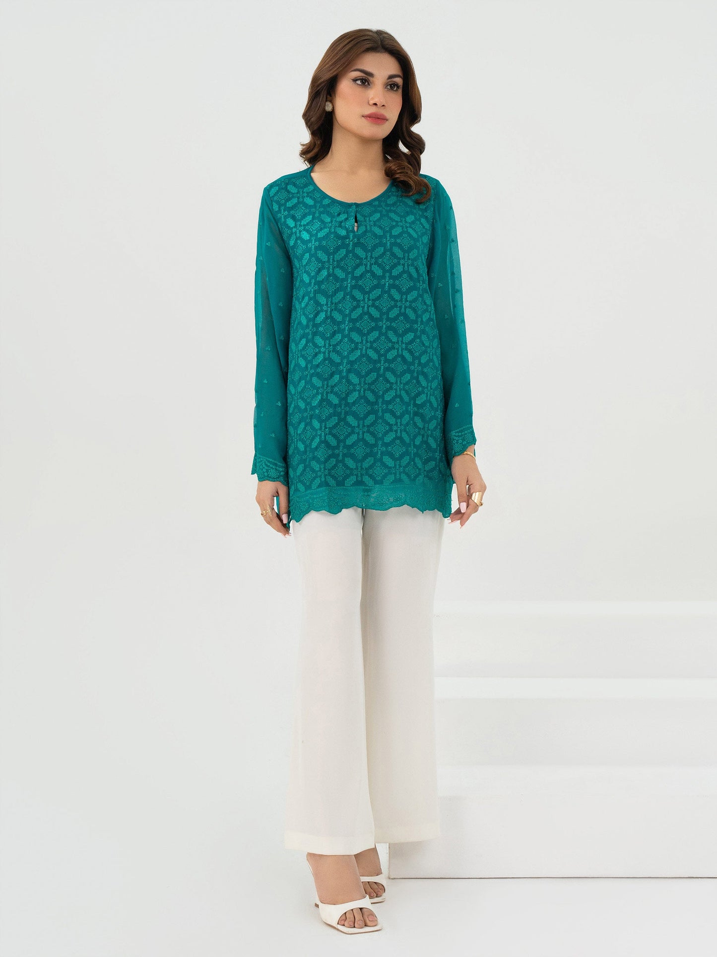 Chiffon Top-Embroidered (Pret)