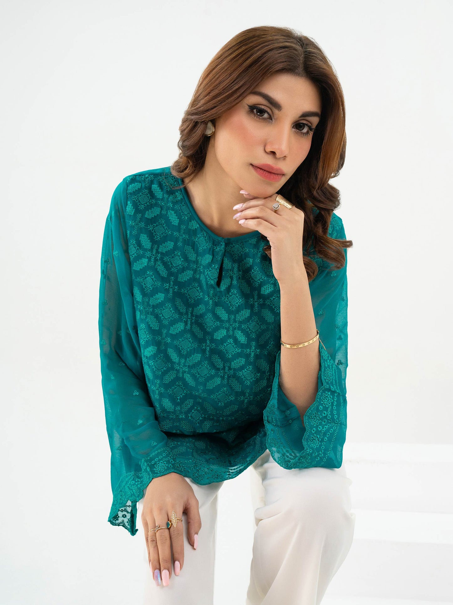 Chiffon Top-Embroidered (Pret)