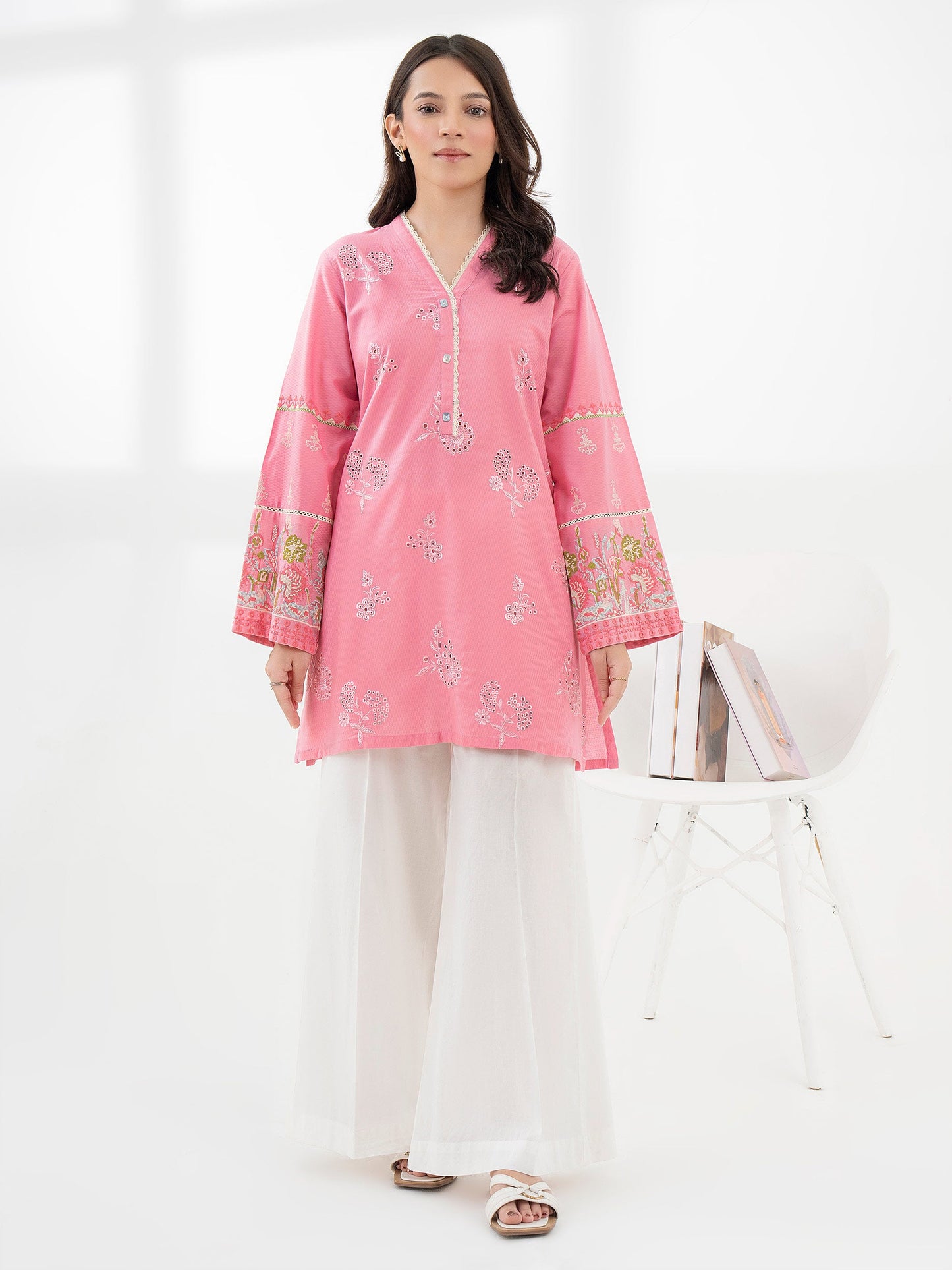 Jacquard Kurti-Embroidered (Pret)