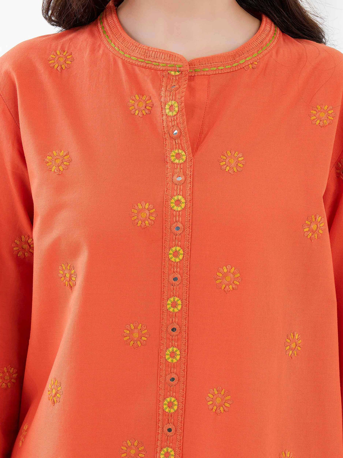 Cambric Kurti-Embroidered (Pret)