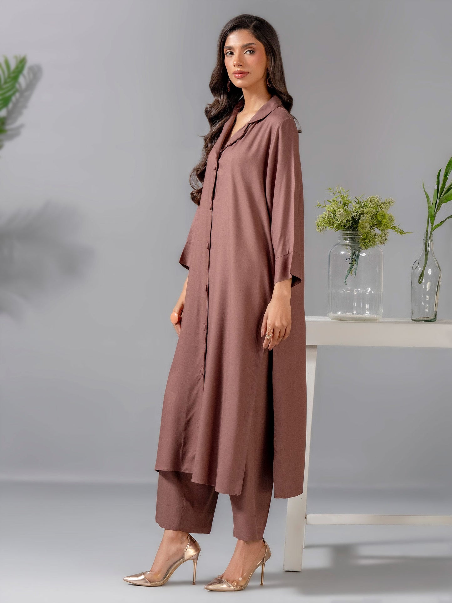 2 Piece Crepe Suit-Dyed (Pret)