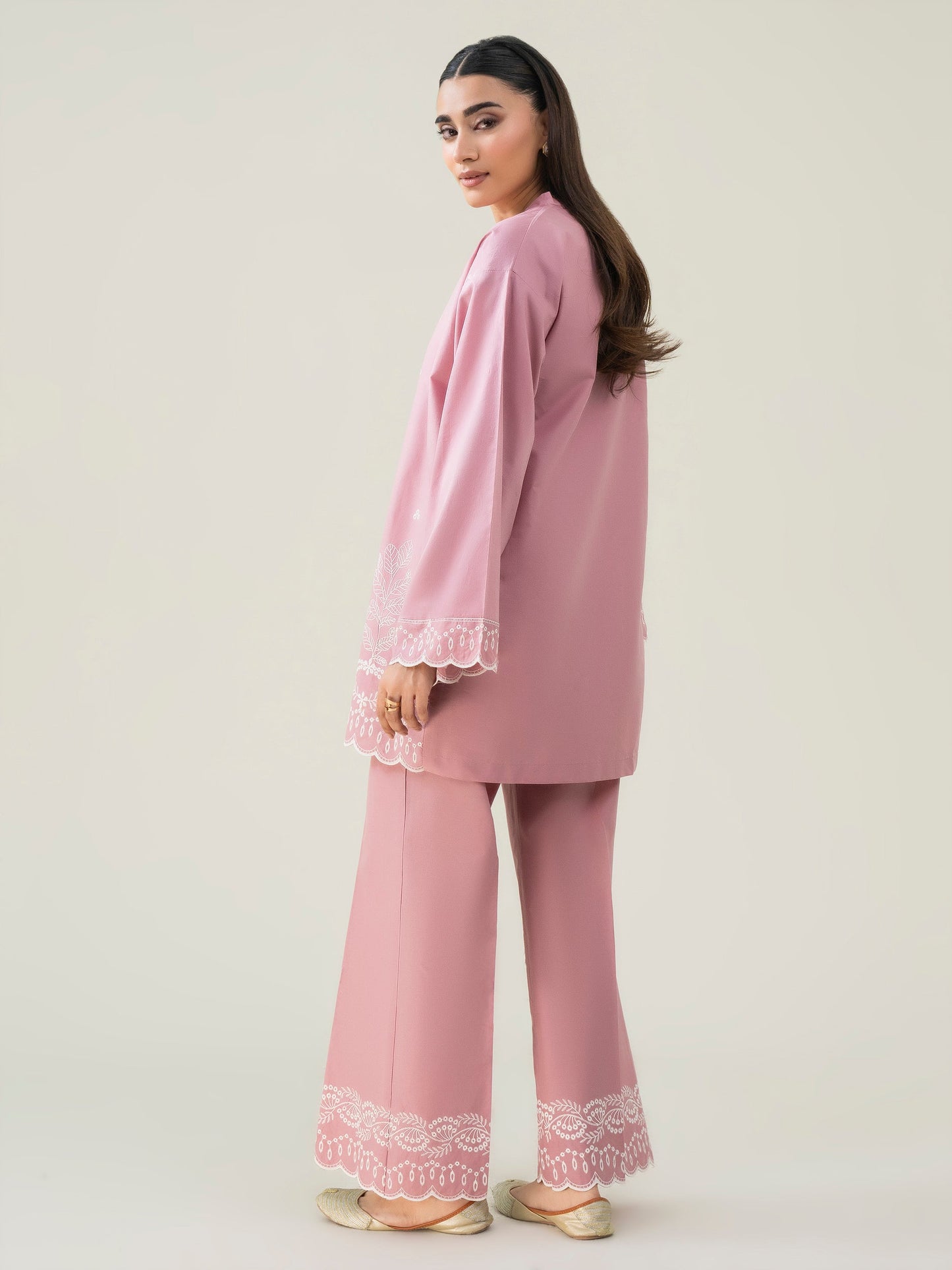 Cambric Co-Ord Set-Embroidered (Pret)