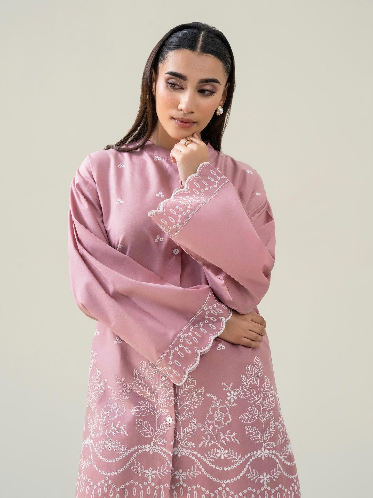 Cambric Co-Ord Set-Embroidered (Pret)