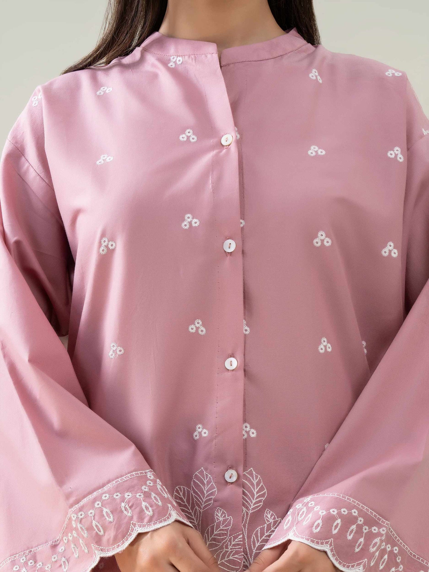 Cambric Co-Ord Set-Embroidered (Pret)
