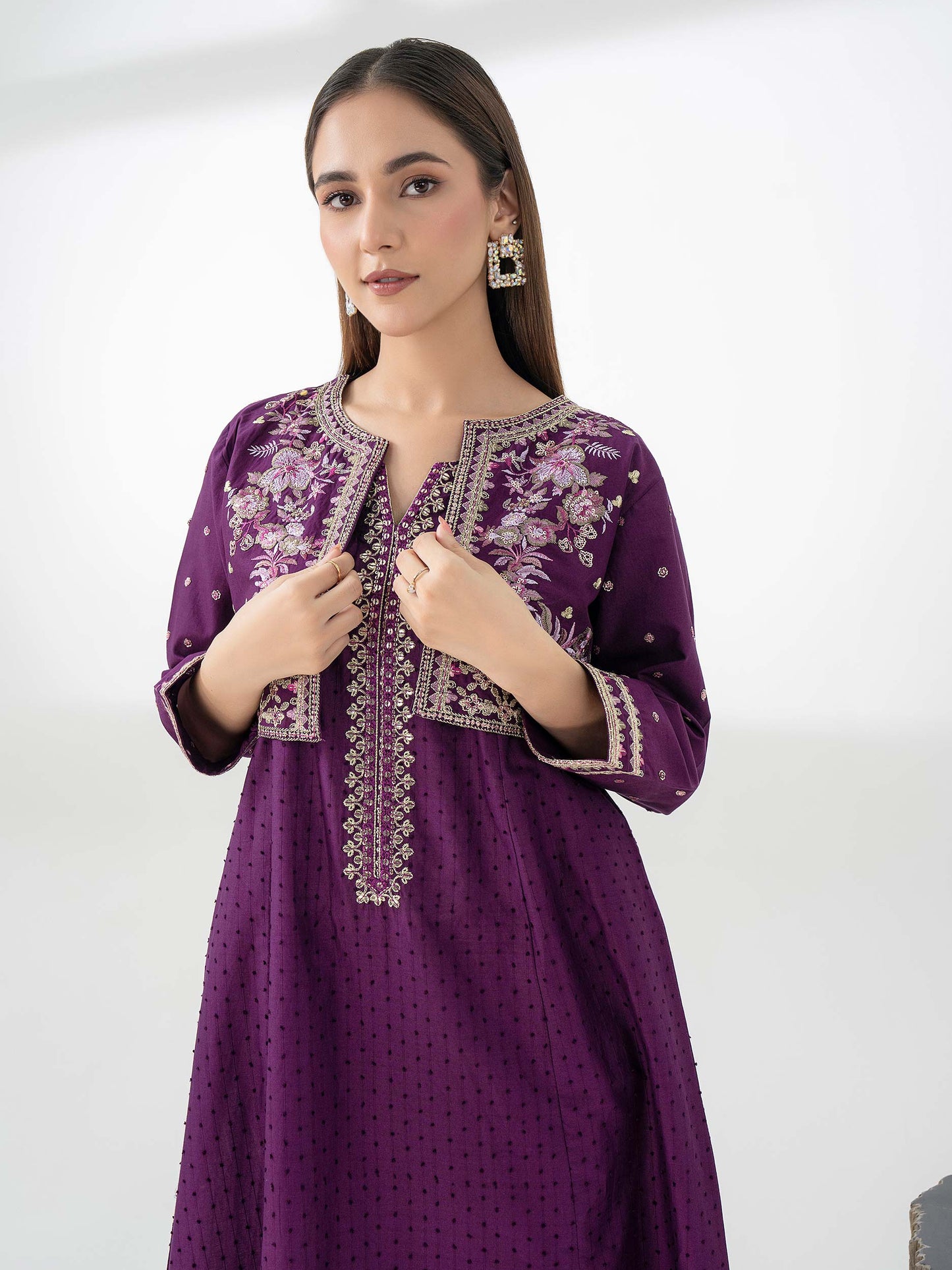 Jacquard Shirt With Bolero-Embroidered (Pret)