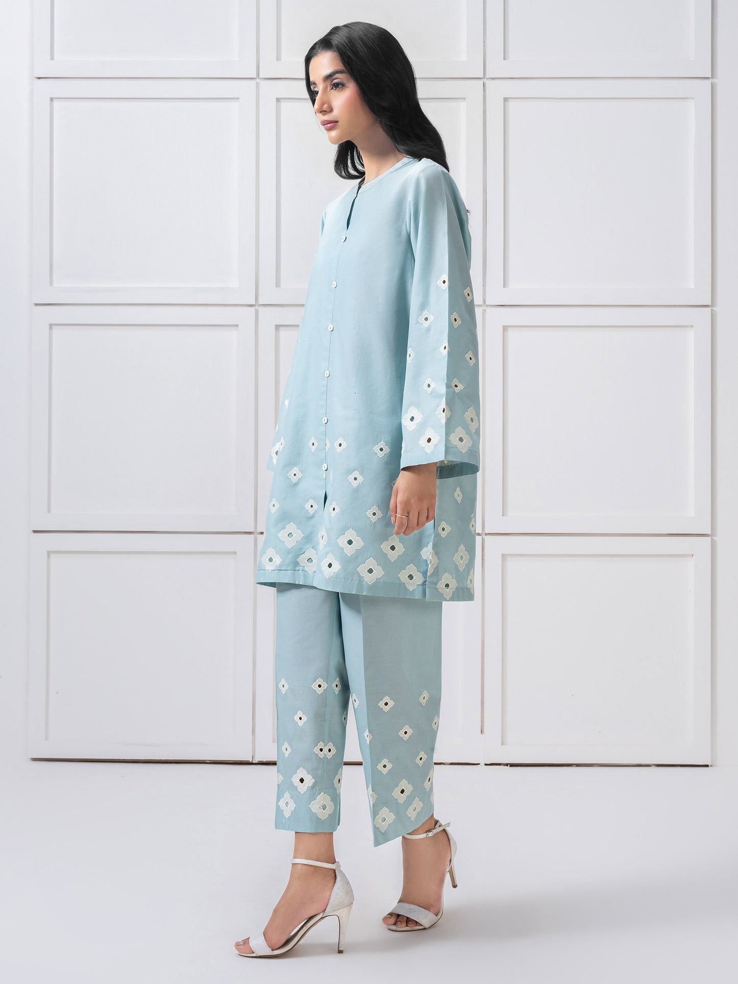 Cambric Co-Ord Set-Embroidered (Pret)