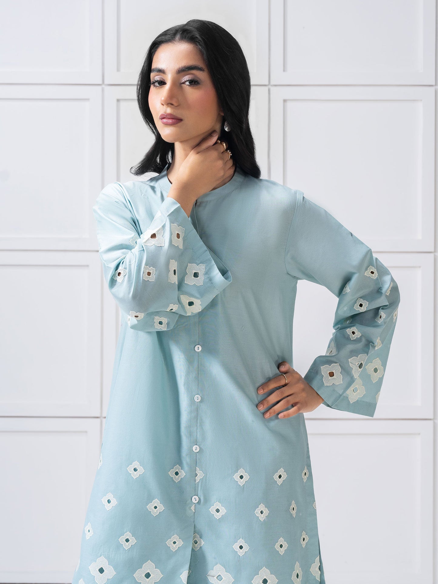 Cambric Co-Ord Set-Embroidered (Pret)