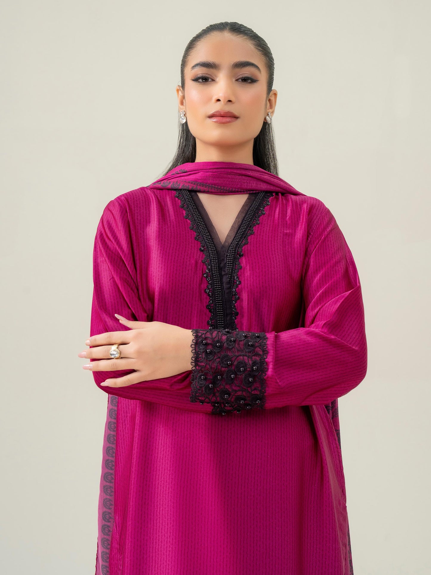 3 Piece Silk Suit-Embellished (Pret)