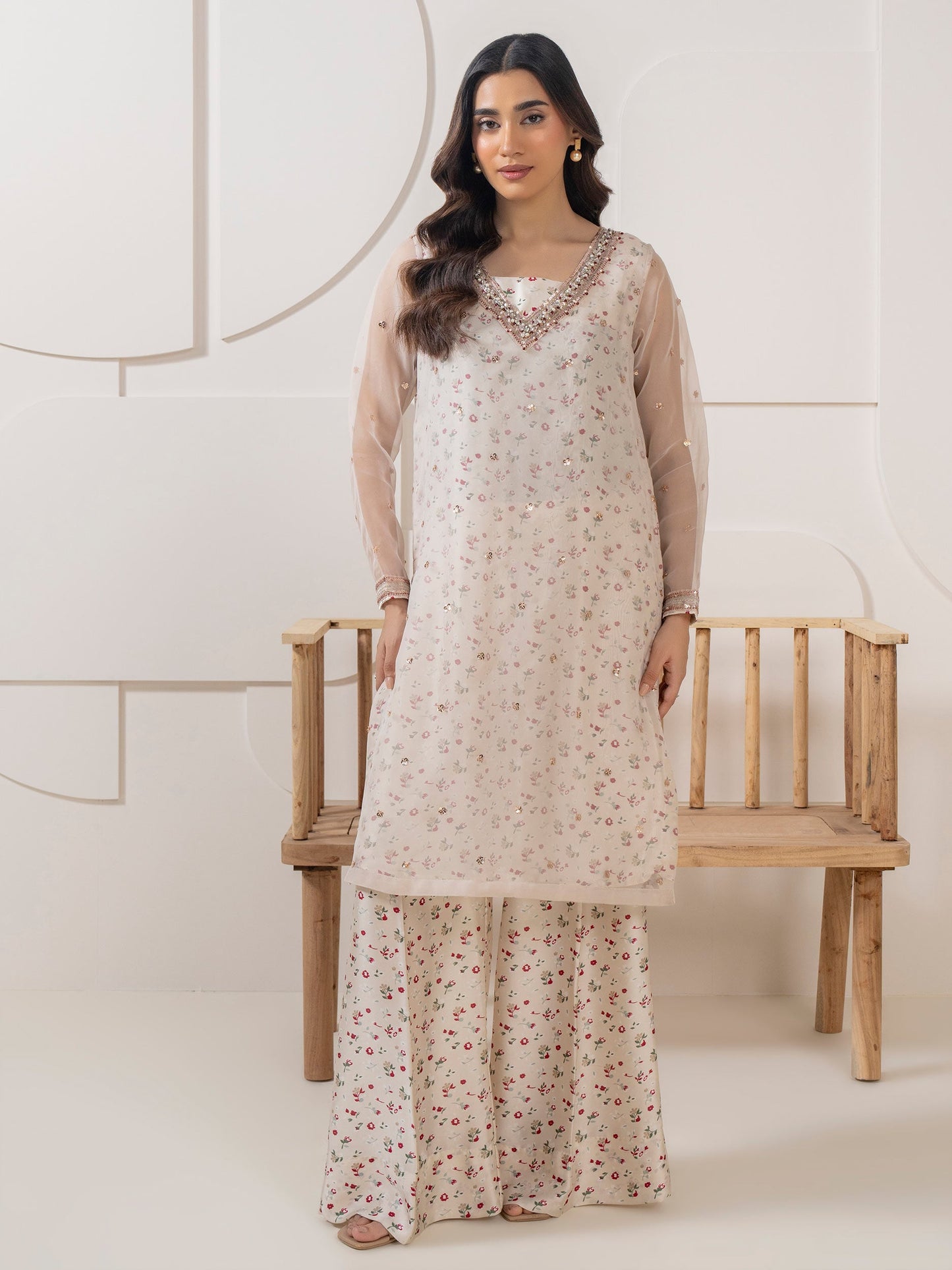 3 Piece Silk Suit-Embroidered (Pret)