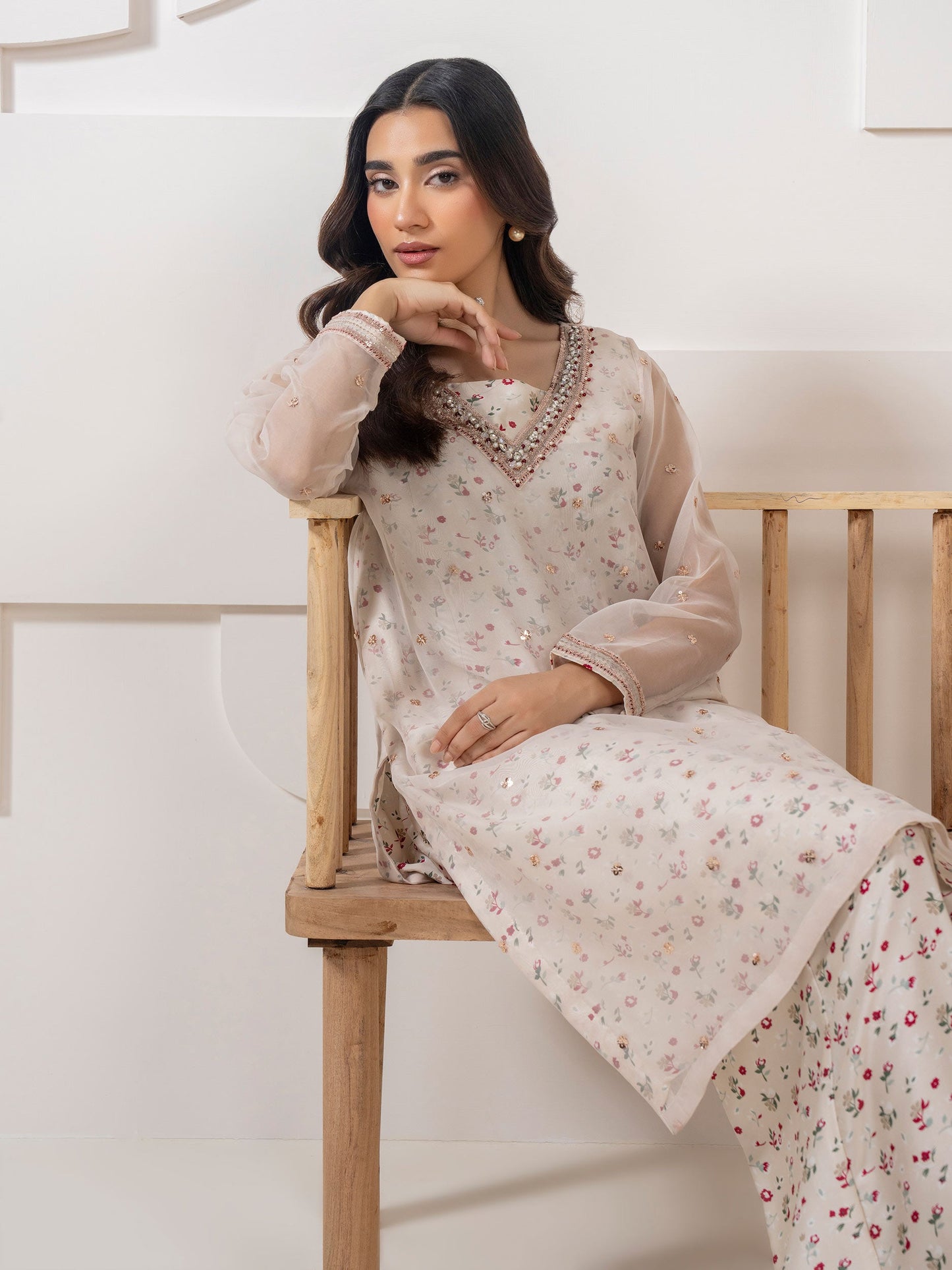 3 Piece Silk Suit-Embroidered (Pret)