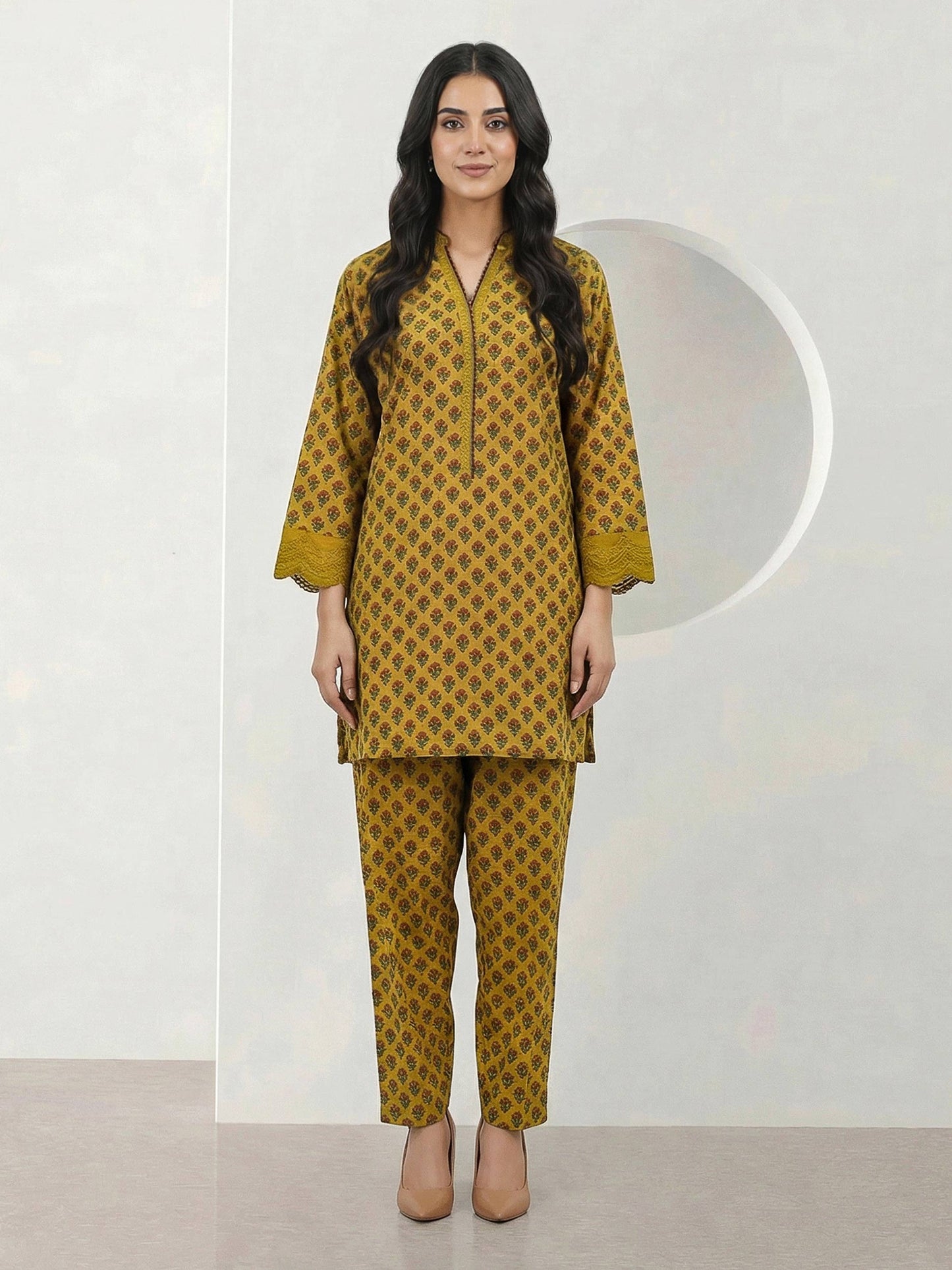 2 Piece Cambric Suit- Embroidered (Pret)