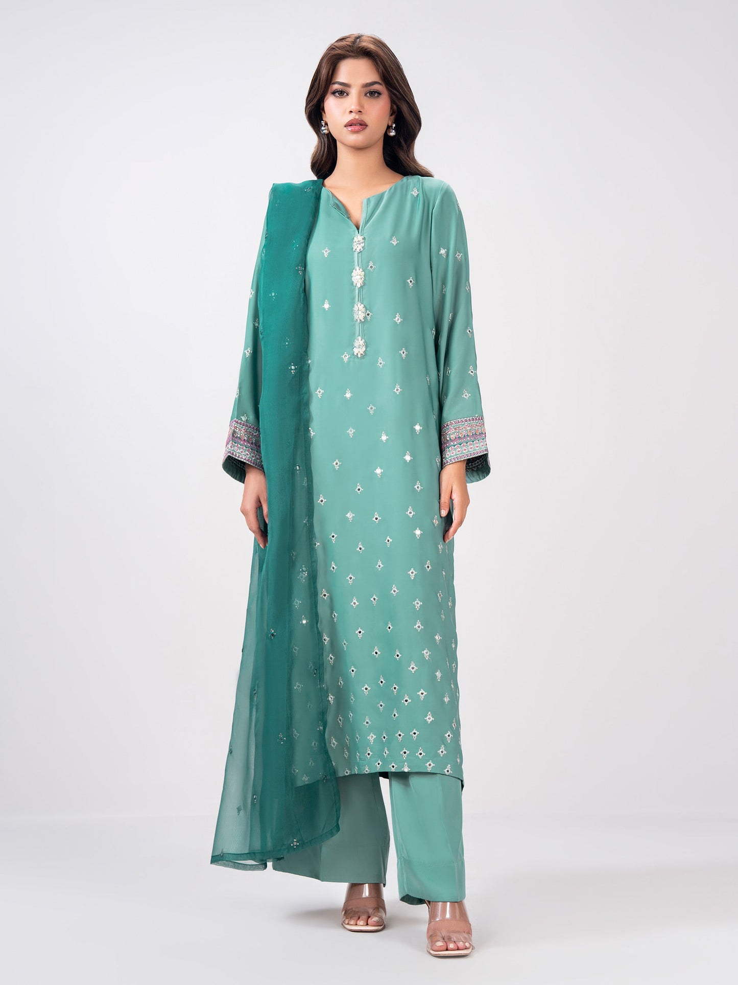 3 Piece Premium Silk Suit- Embroidered (Pret)
