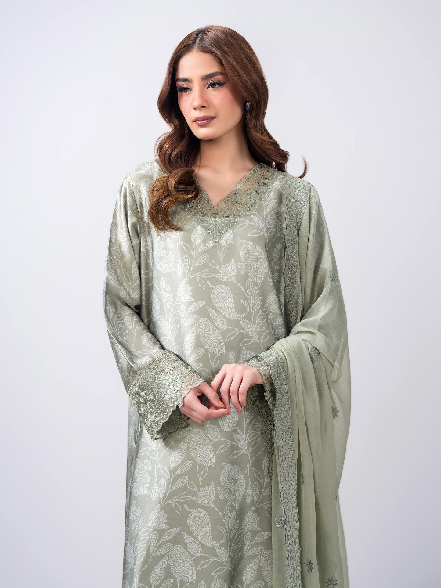 3 Piece Silk Suit- Embroidered (Pret)
