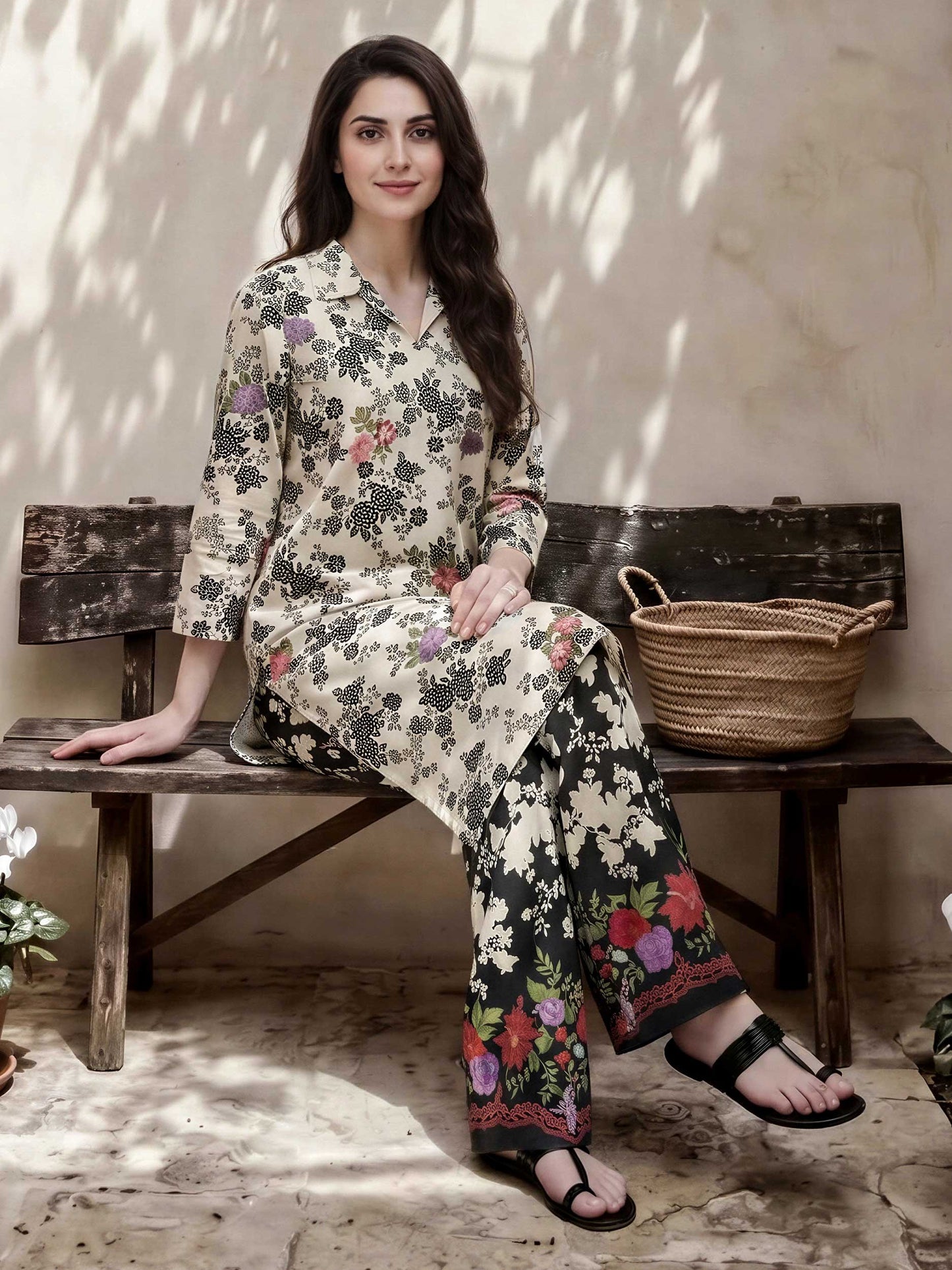 2 Piece Cambric Suit- Embroidered (Pret)