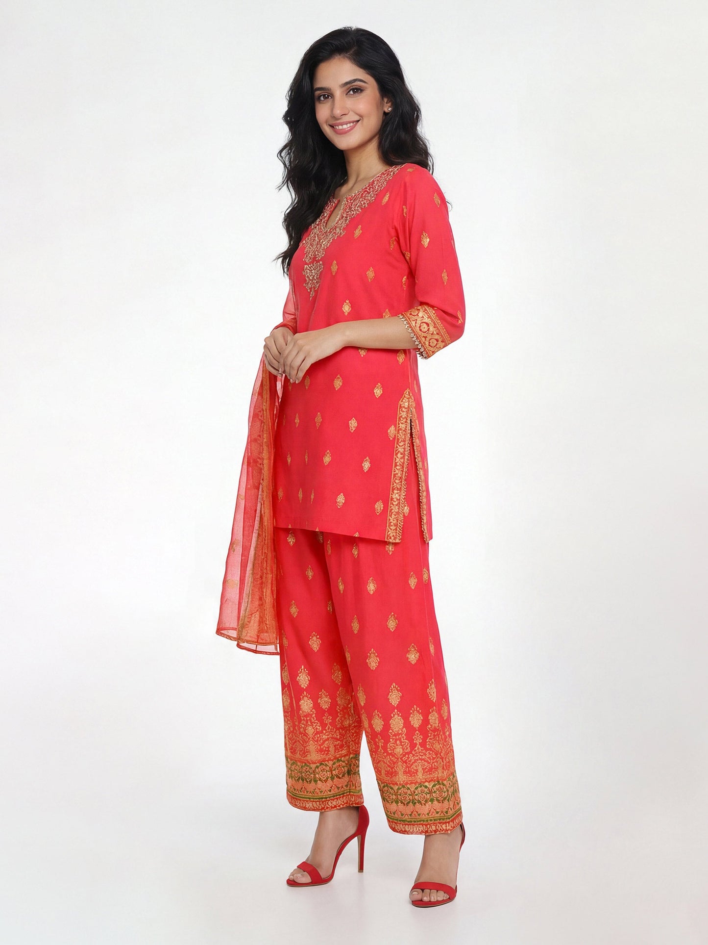 3 Piece Cambric Suit- Embroidered (Pret)