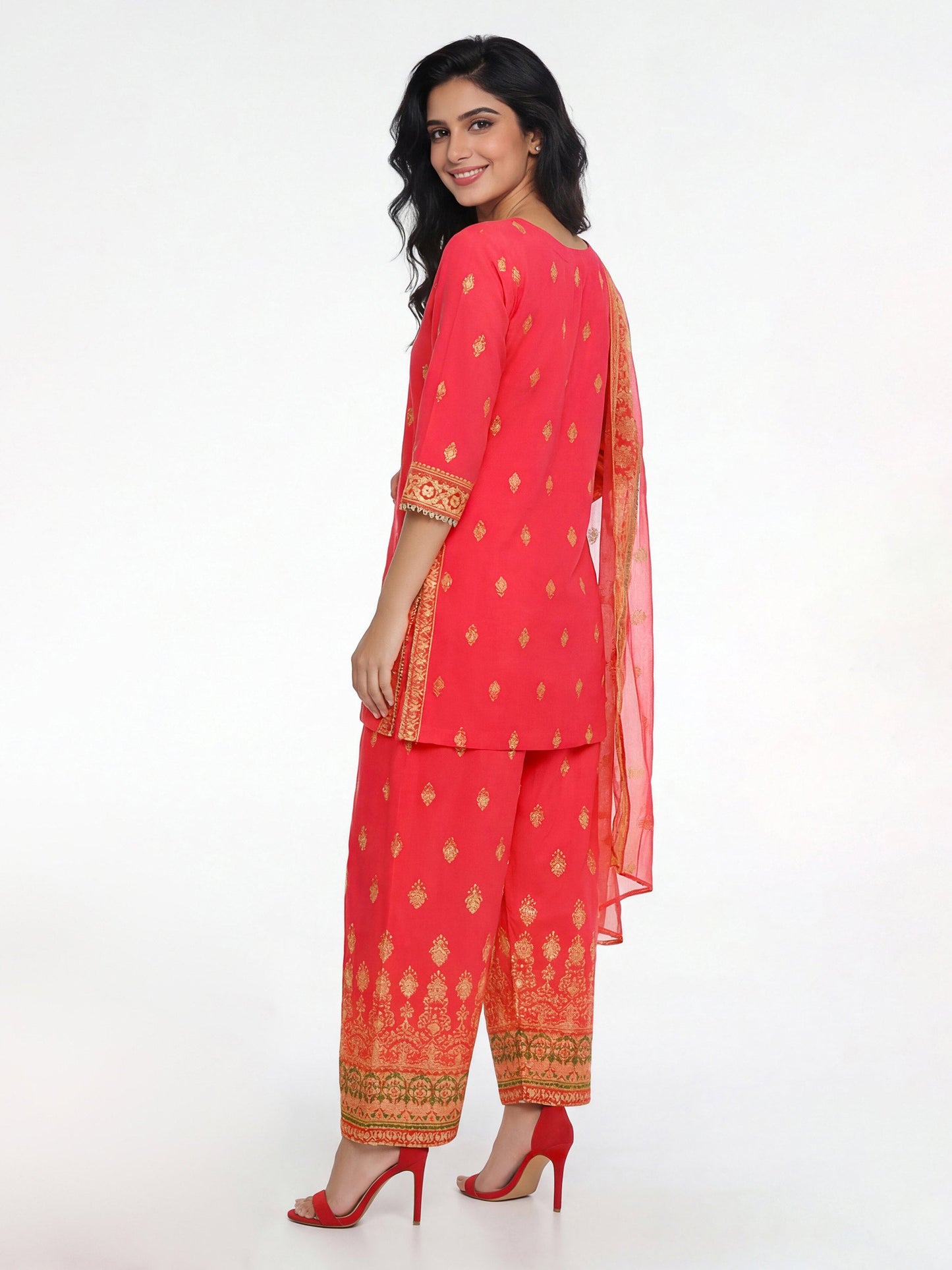 3 Piece Cambric Suit- Embroidered (Pret)