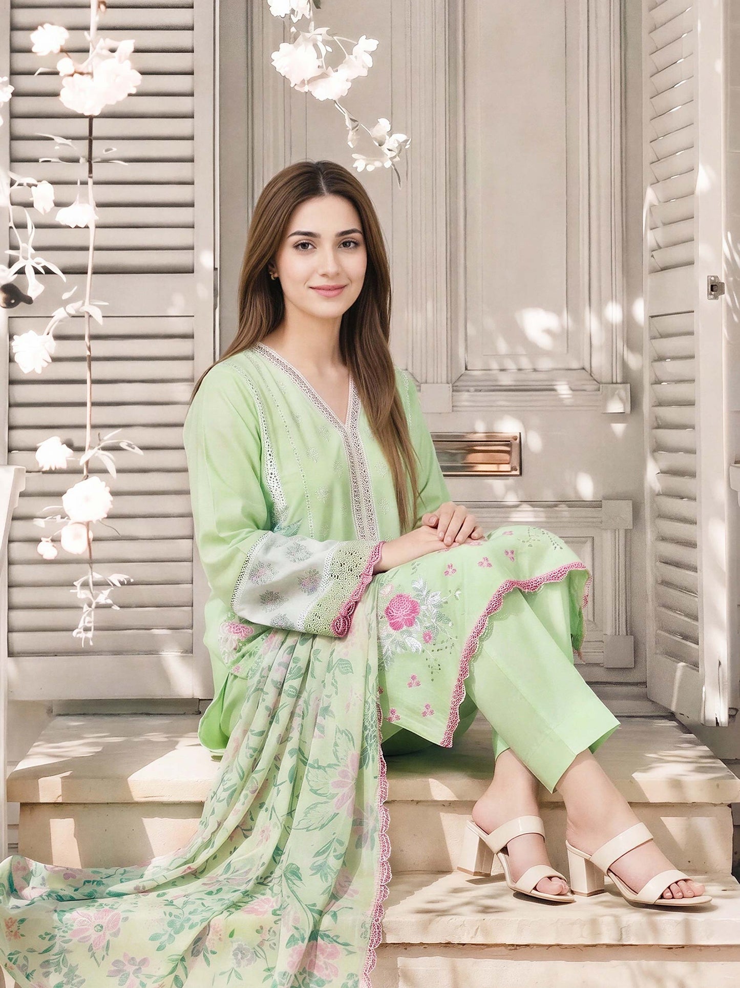 3 Piece Lawn Suit- Embroidered (Pret)