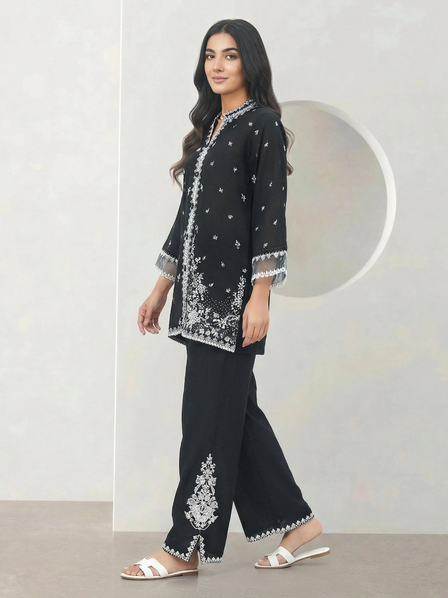 2 Piece Dobby Suit- Embroidered (Pret)