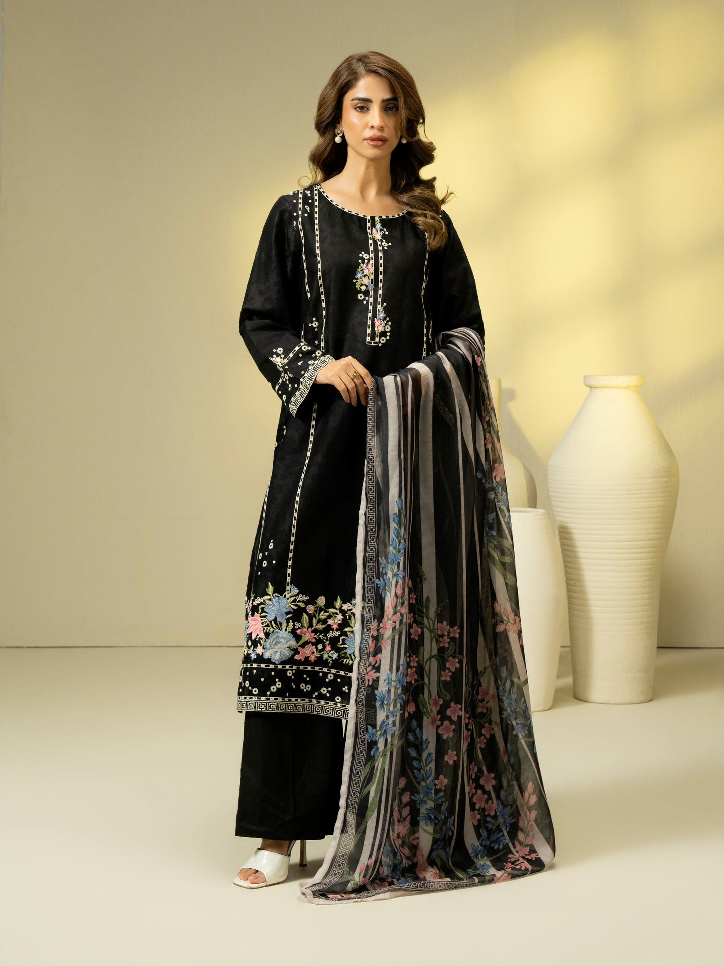 2 Piece Jacquard Suit-Embroidered (Pret)