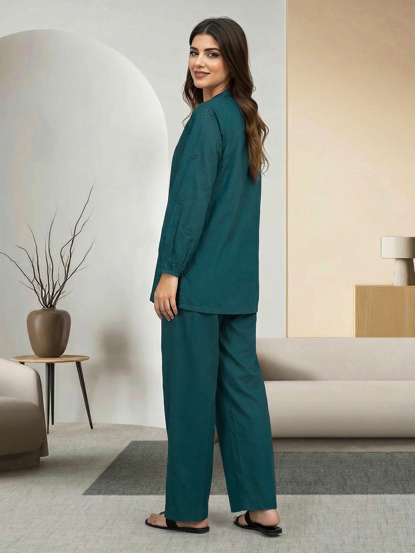 Dobby Co-ord set- Embroidered
