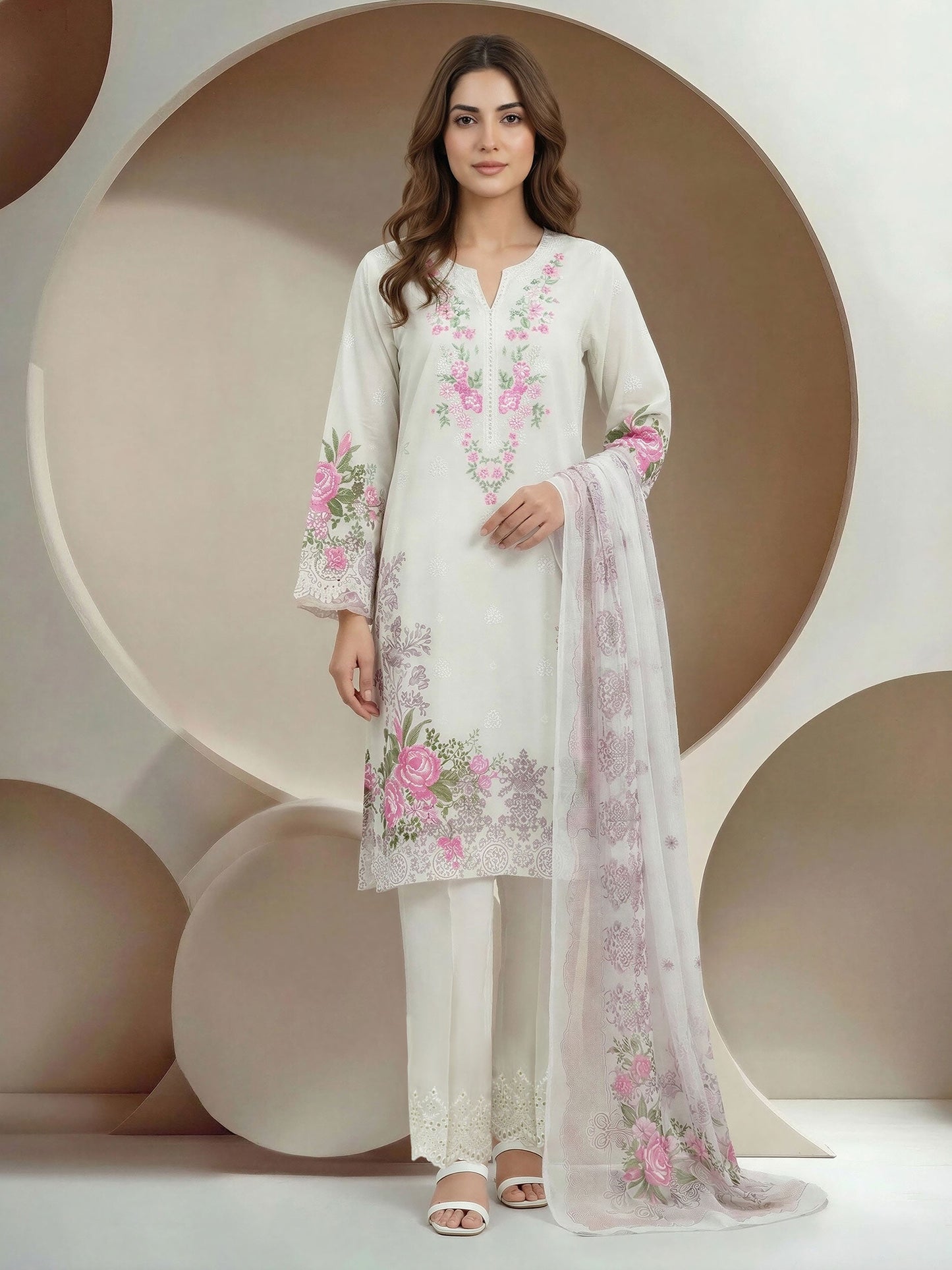 3 Piece Lawn Suit- Embroidered (Pret)