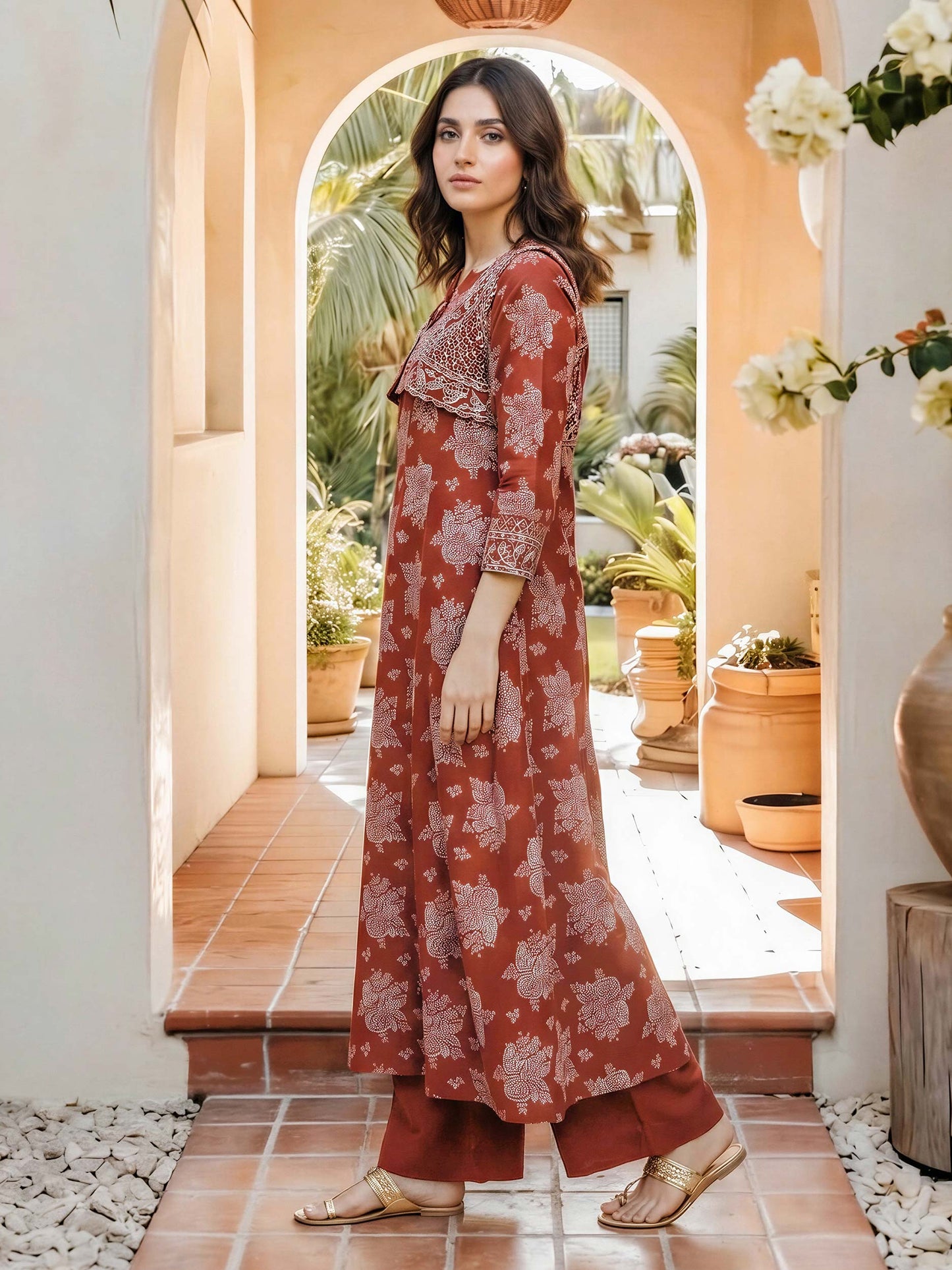 2 Piece Jacquard Suit- Embroidered (Pret)