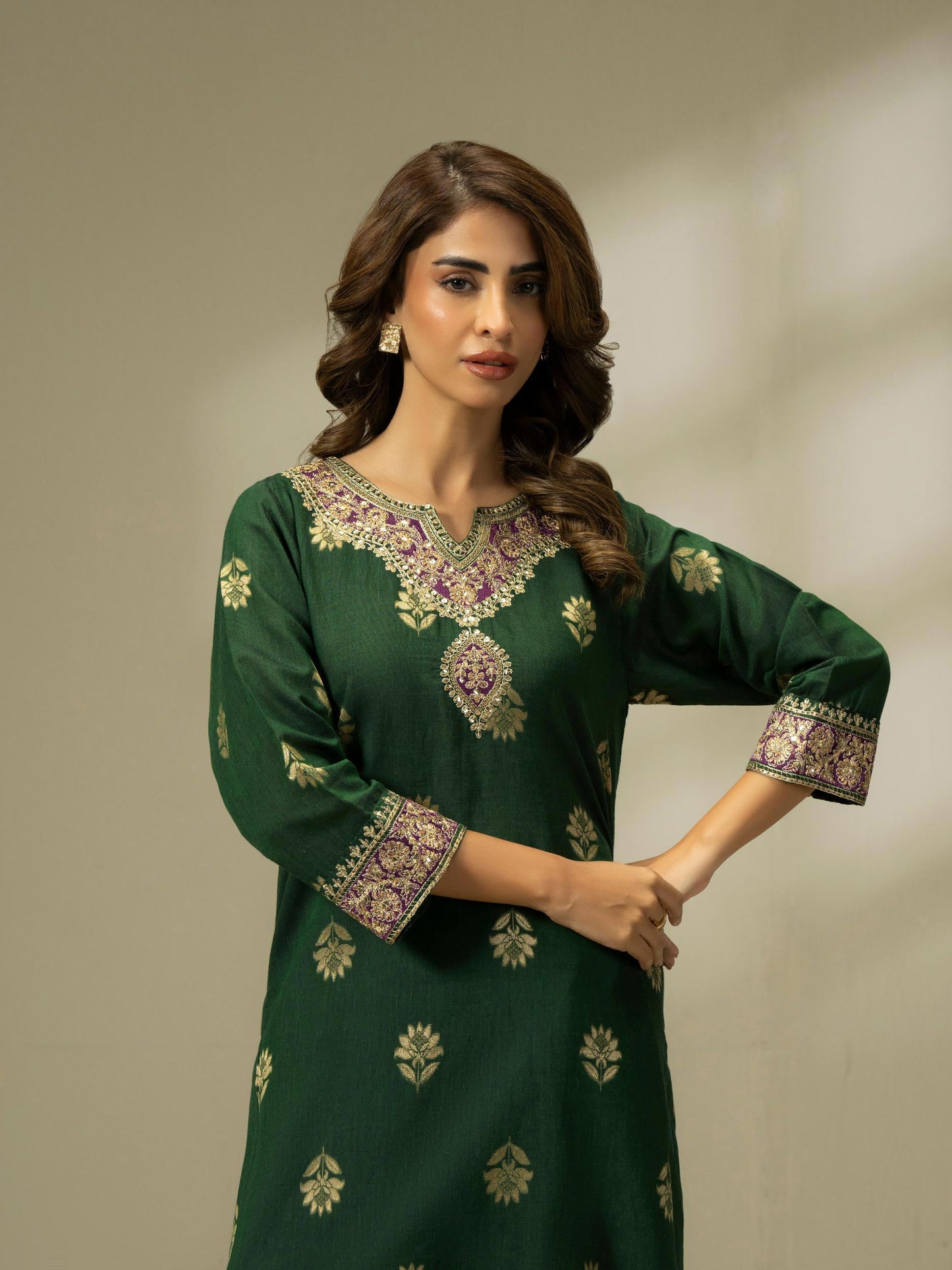 2 Piece Jacquard Suit-Embroidered (Pret)