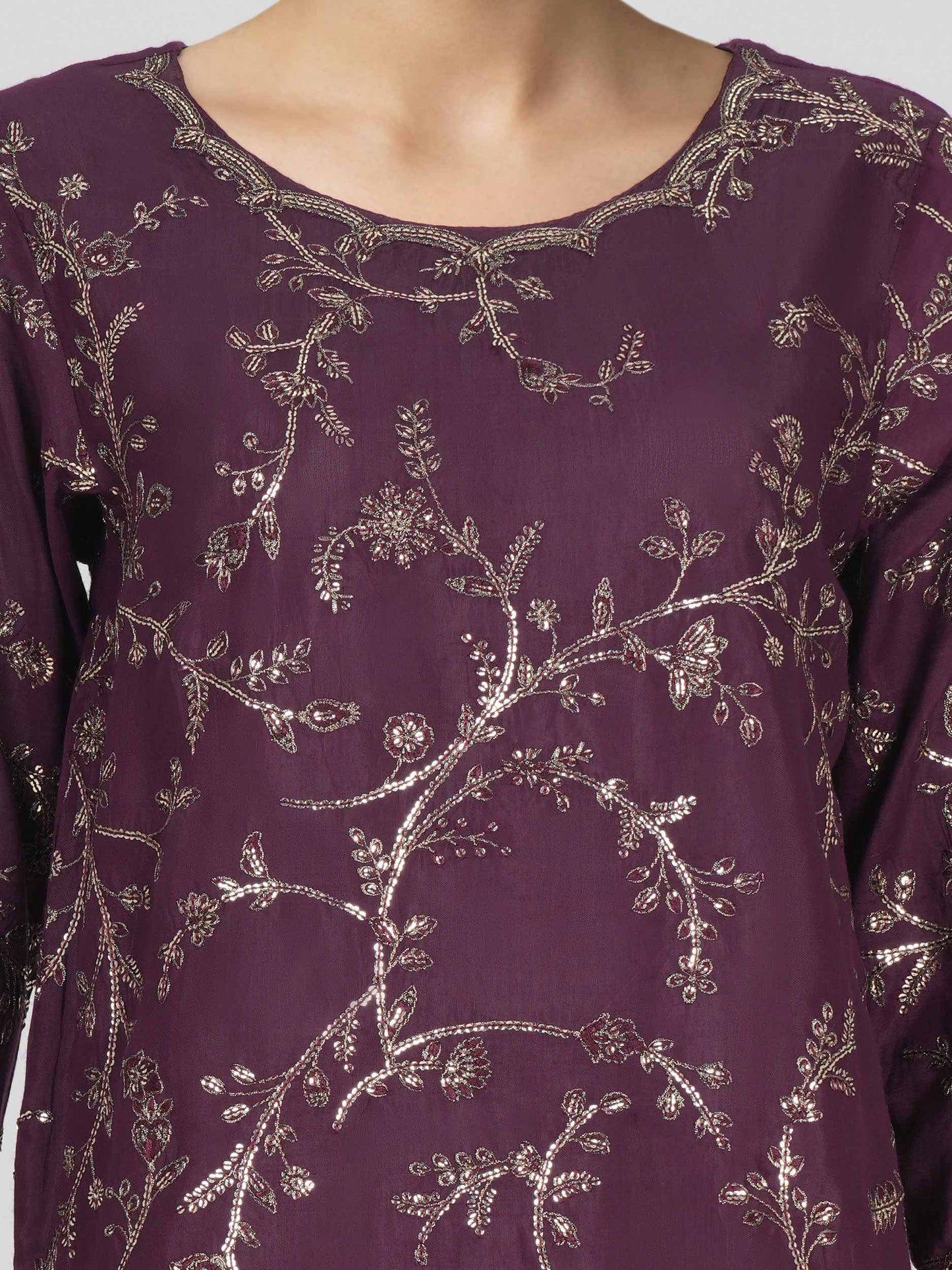 3 Piece Raw Silk Suit- Embroidered (Pret)